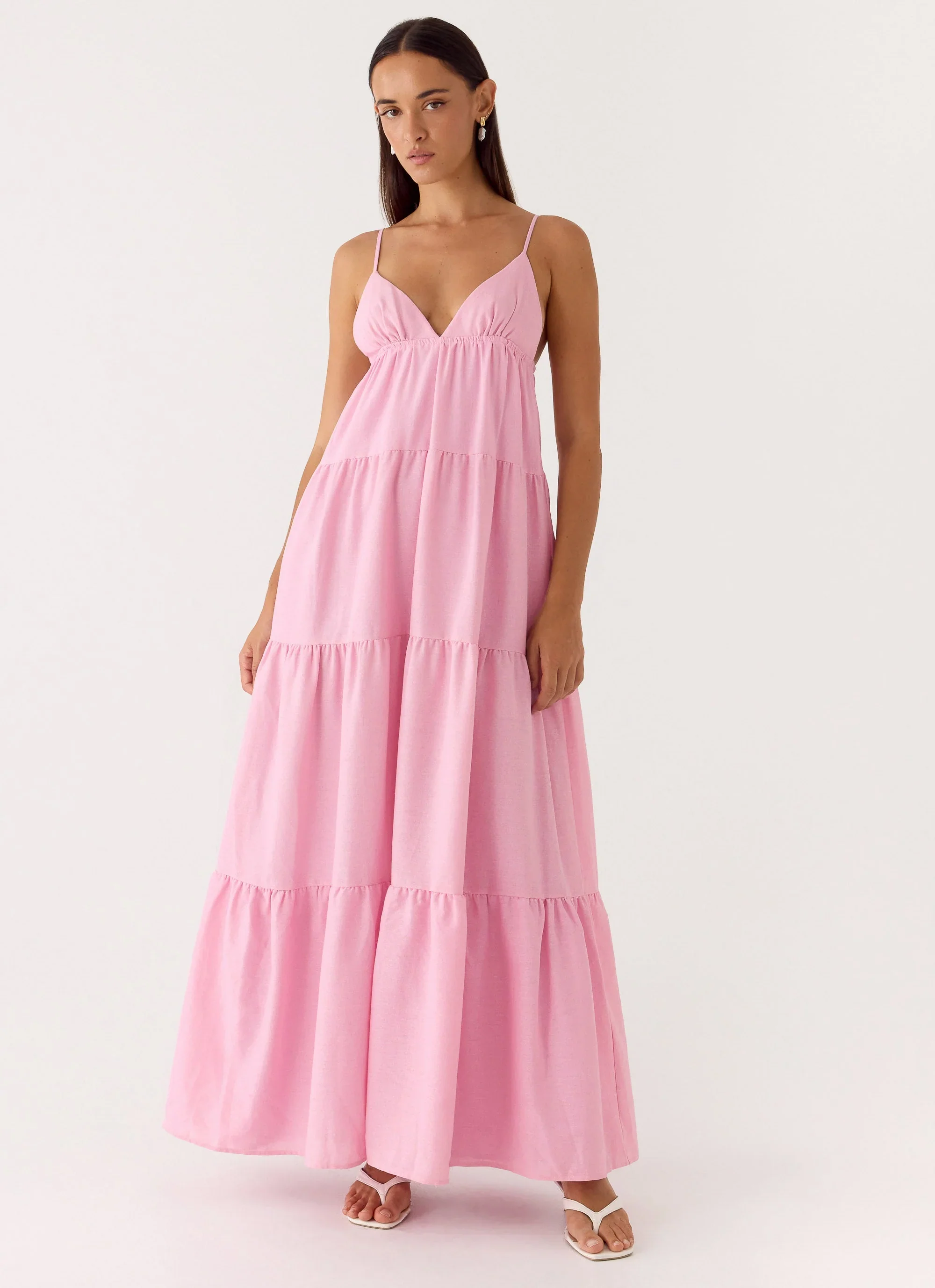 Lotty Linen Maxi Dress - Pink