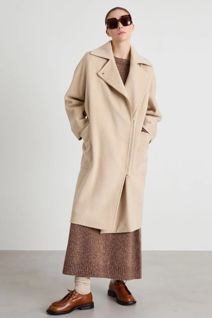 Wool coat with zip - SAND