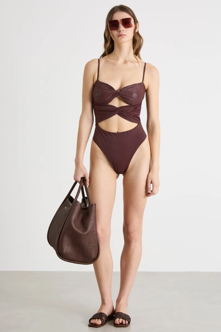 Cut-out swimsuit - BROWN