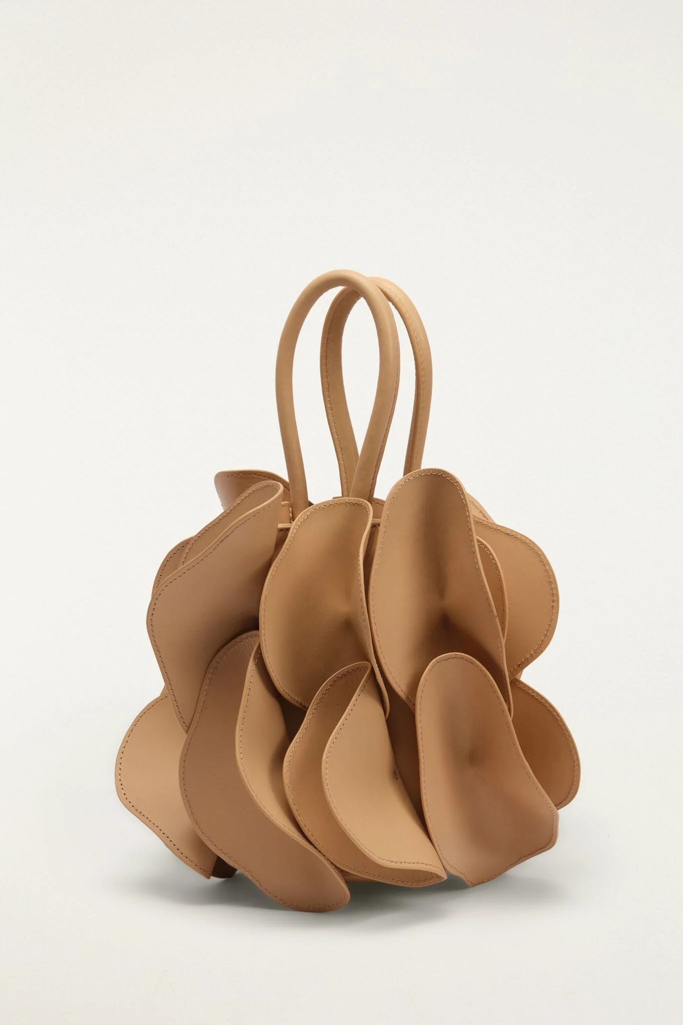 Beige Leather Flower Handbag