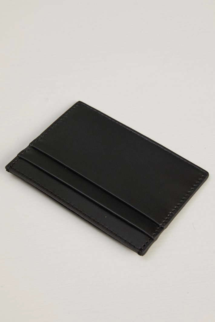 Saffiano effect card holder - BLACK