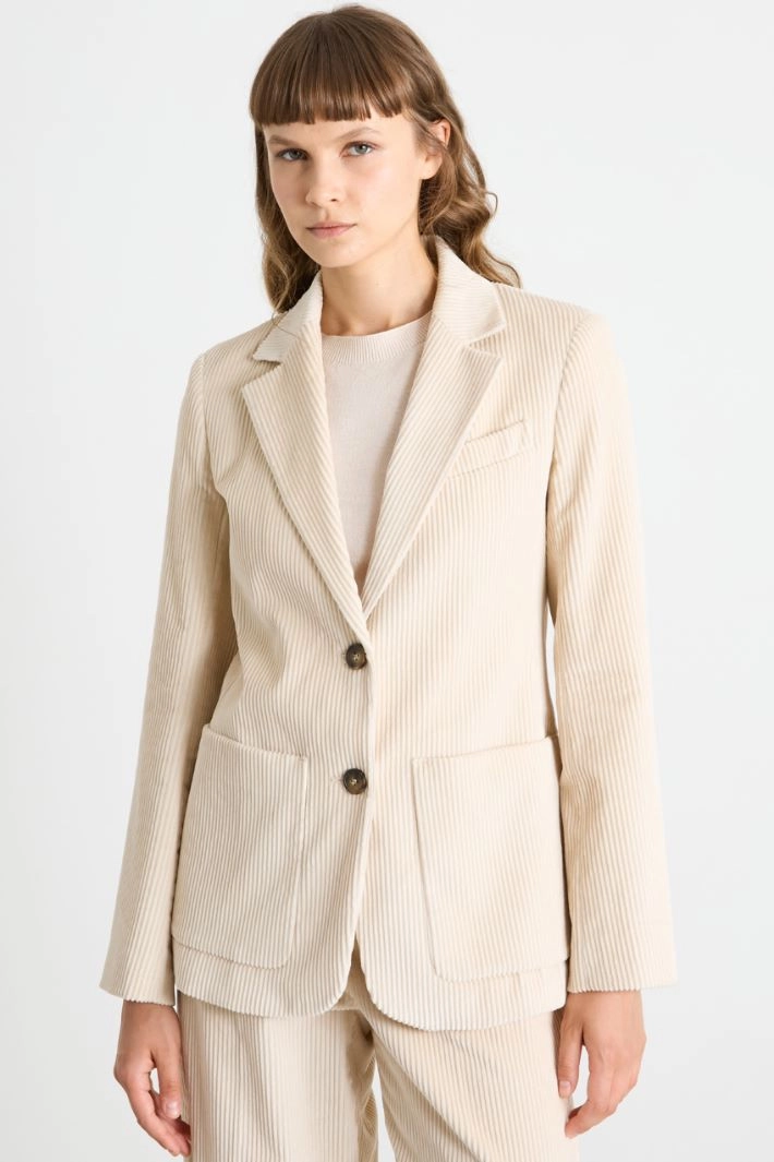 Velvet blazer - BEIGE