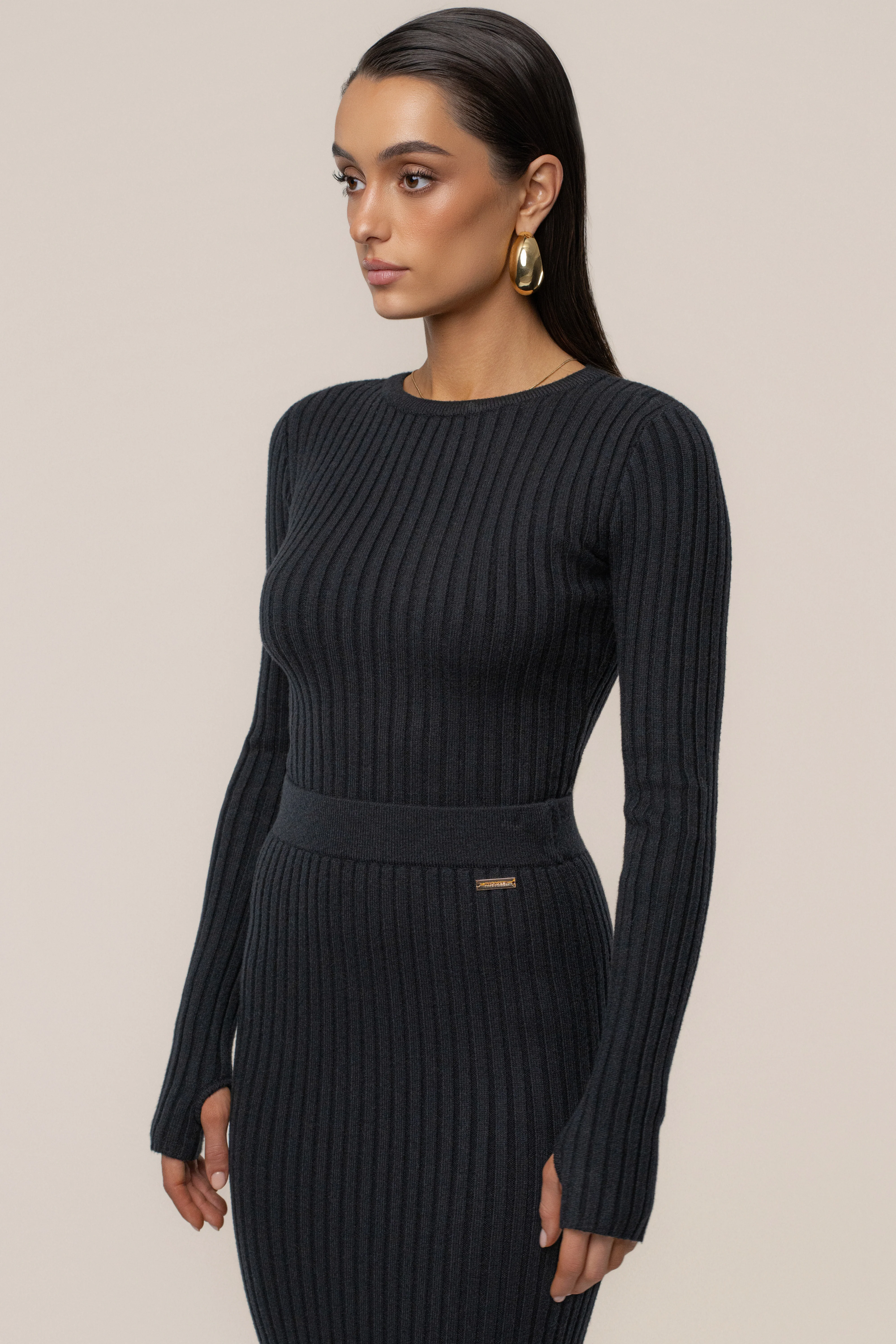 Black Overcast Ribbed Top