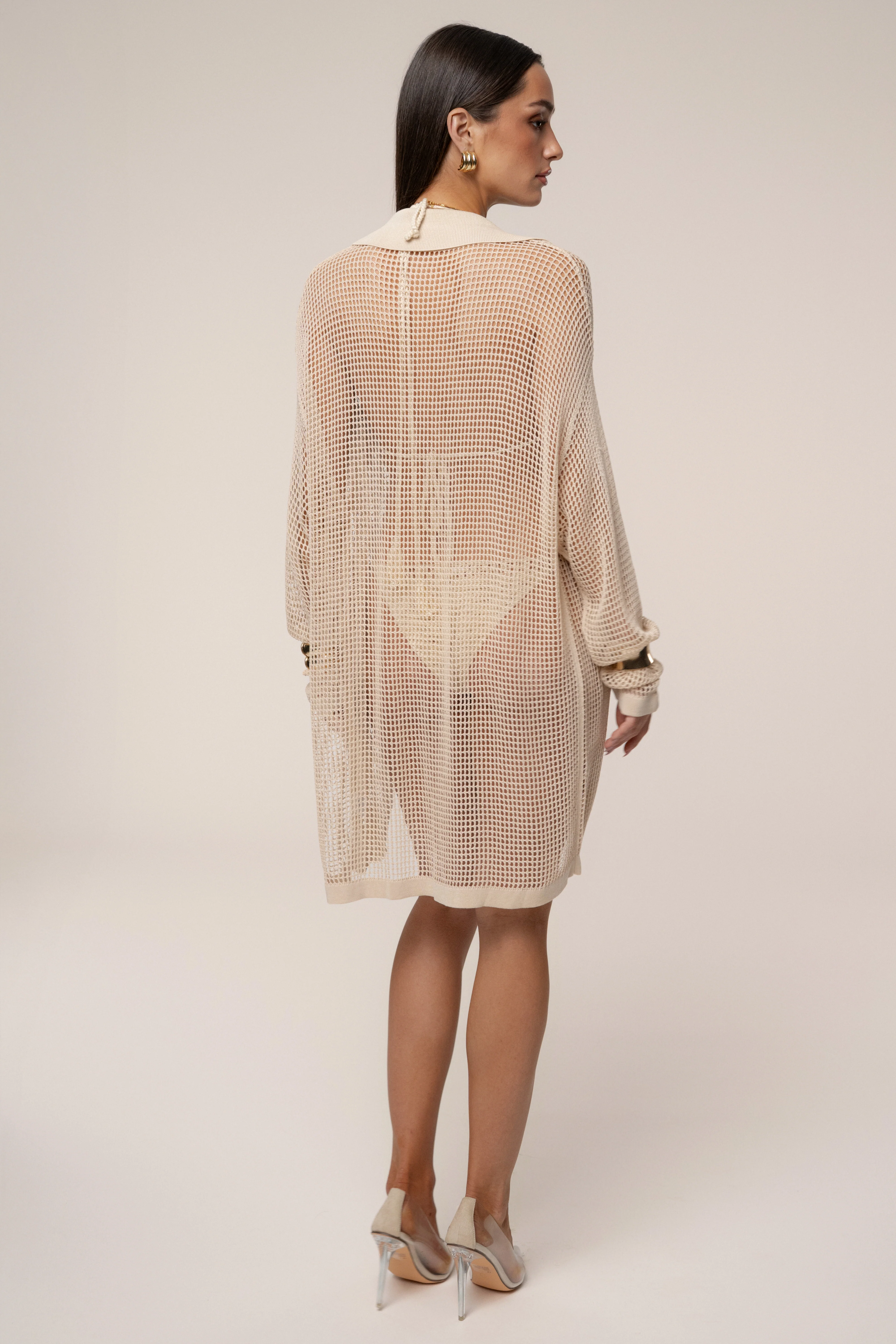 Ecru Solara Embroidered Button Up Top