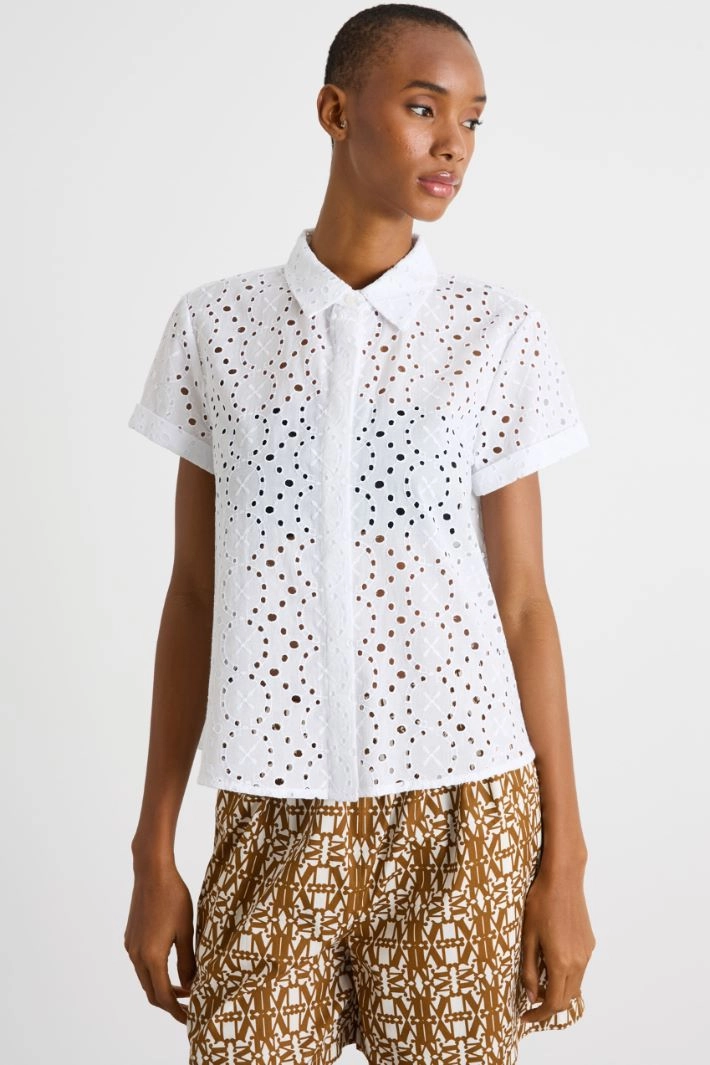 Broderie anglaise shirt - WHITE