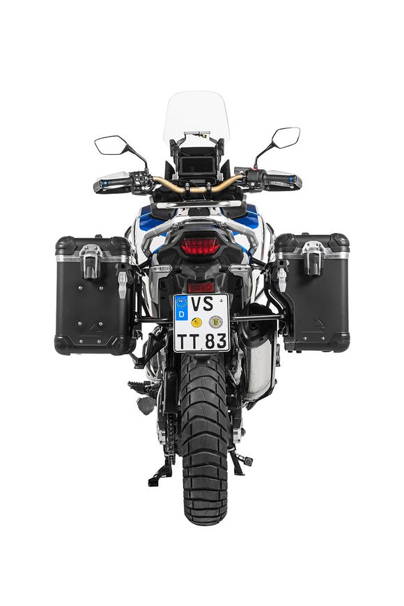 Touratech ZEGA Evo X suitcase With 38/38 offset - Black support included - Black anodizedRef: Trt01817A / 01-403-7067-0