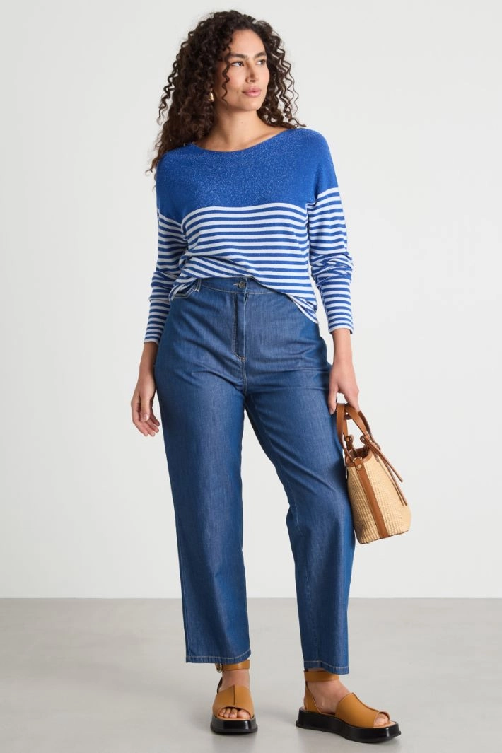 Elasticated-back jeans - BLUE