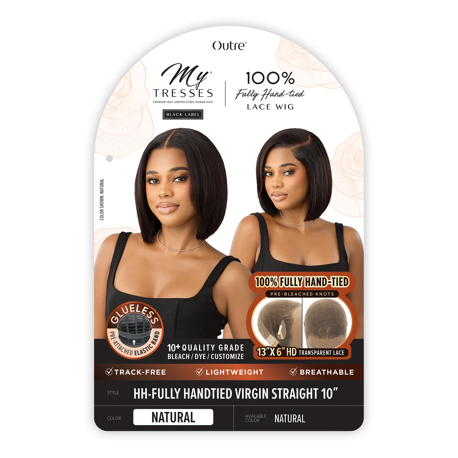 My Tresses Black Label Premium Unprocessed Human Hair Glueless 13X6 HD Lace Frontal Wig HH-Fully Handtied Virgin Straight 10