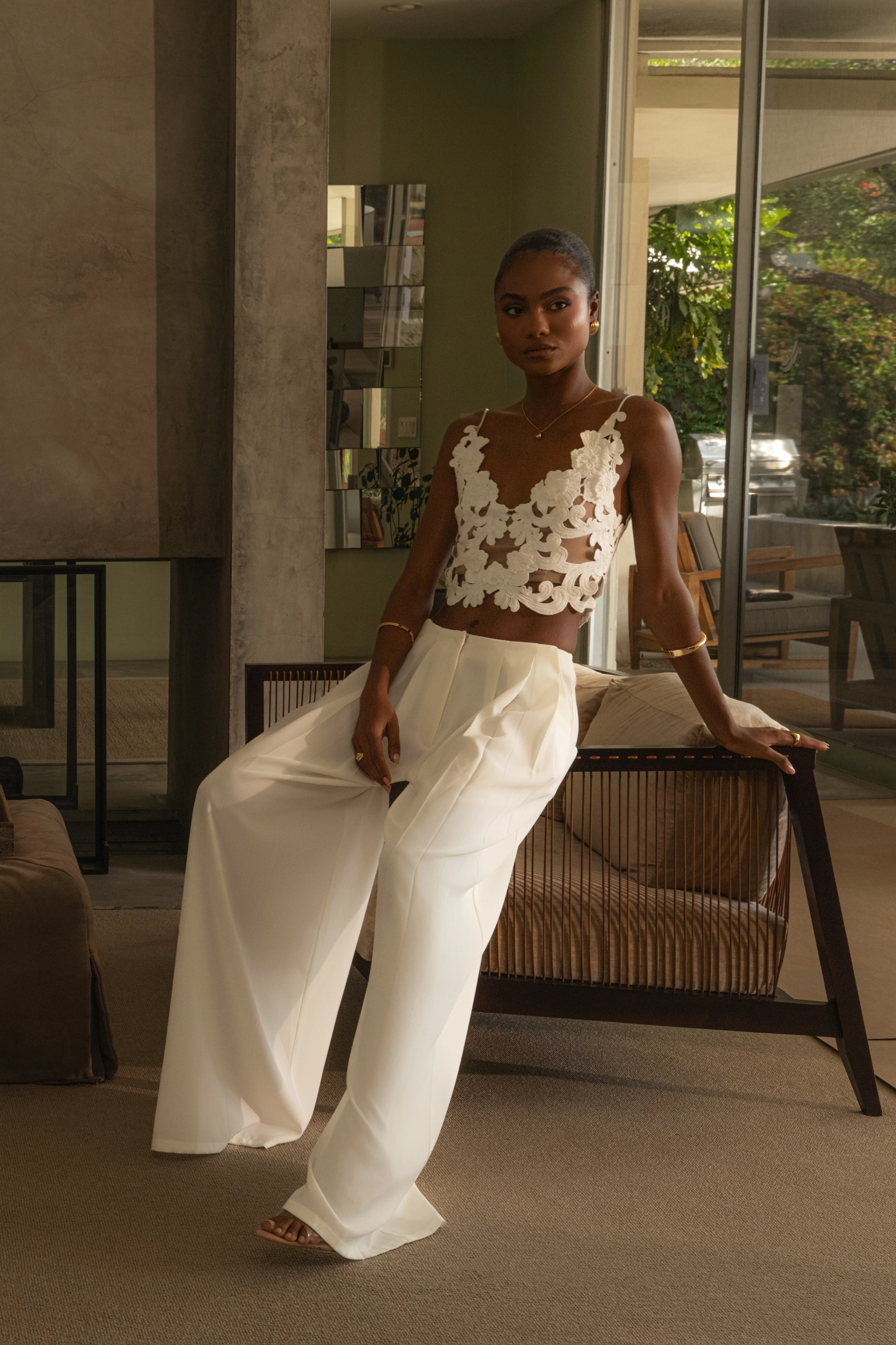 White Anahi Embroidered Top