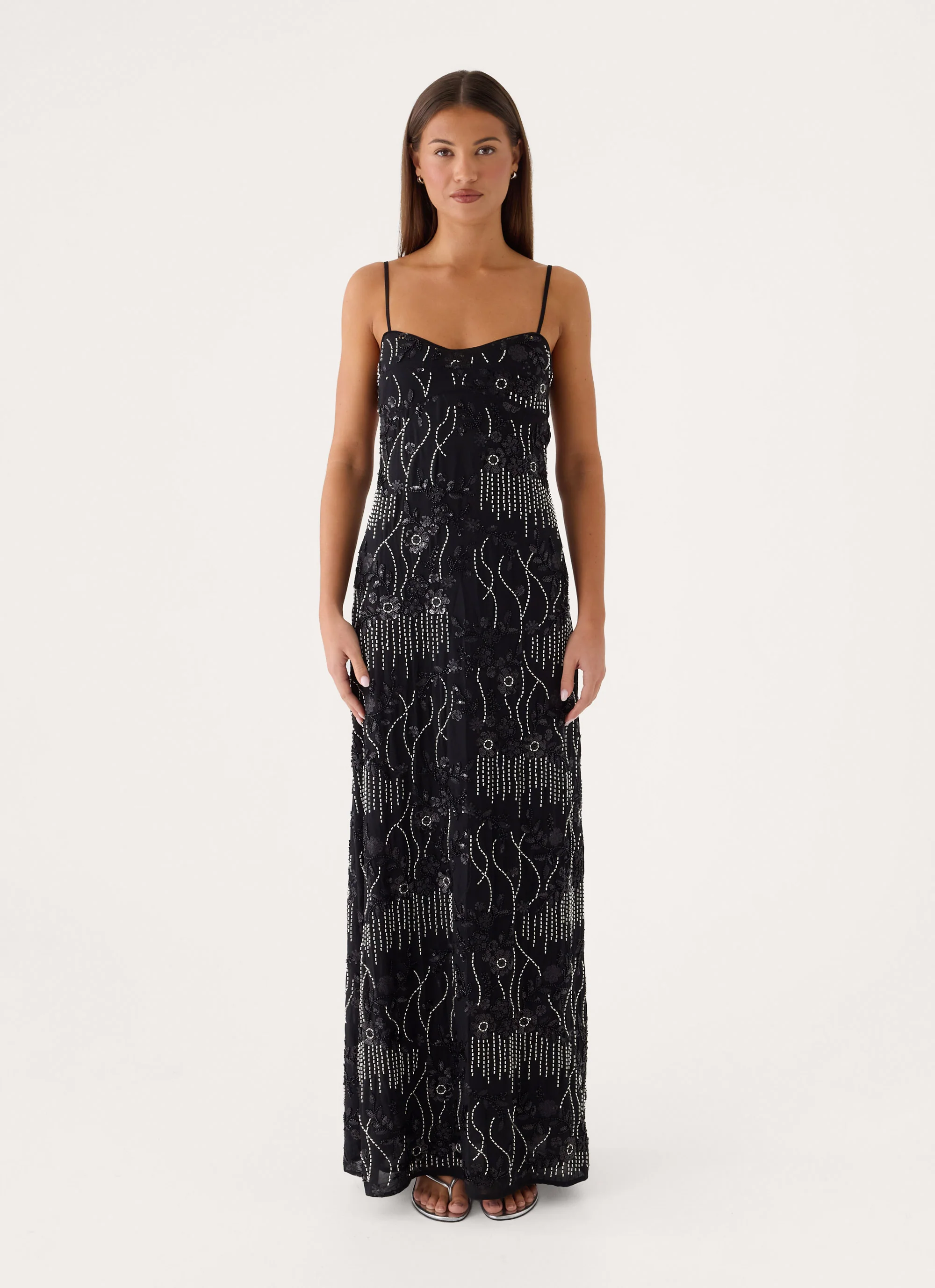 Celandine Beaded Maxi Dress - Black