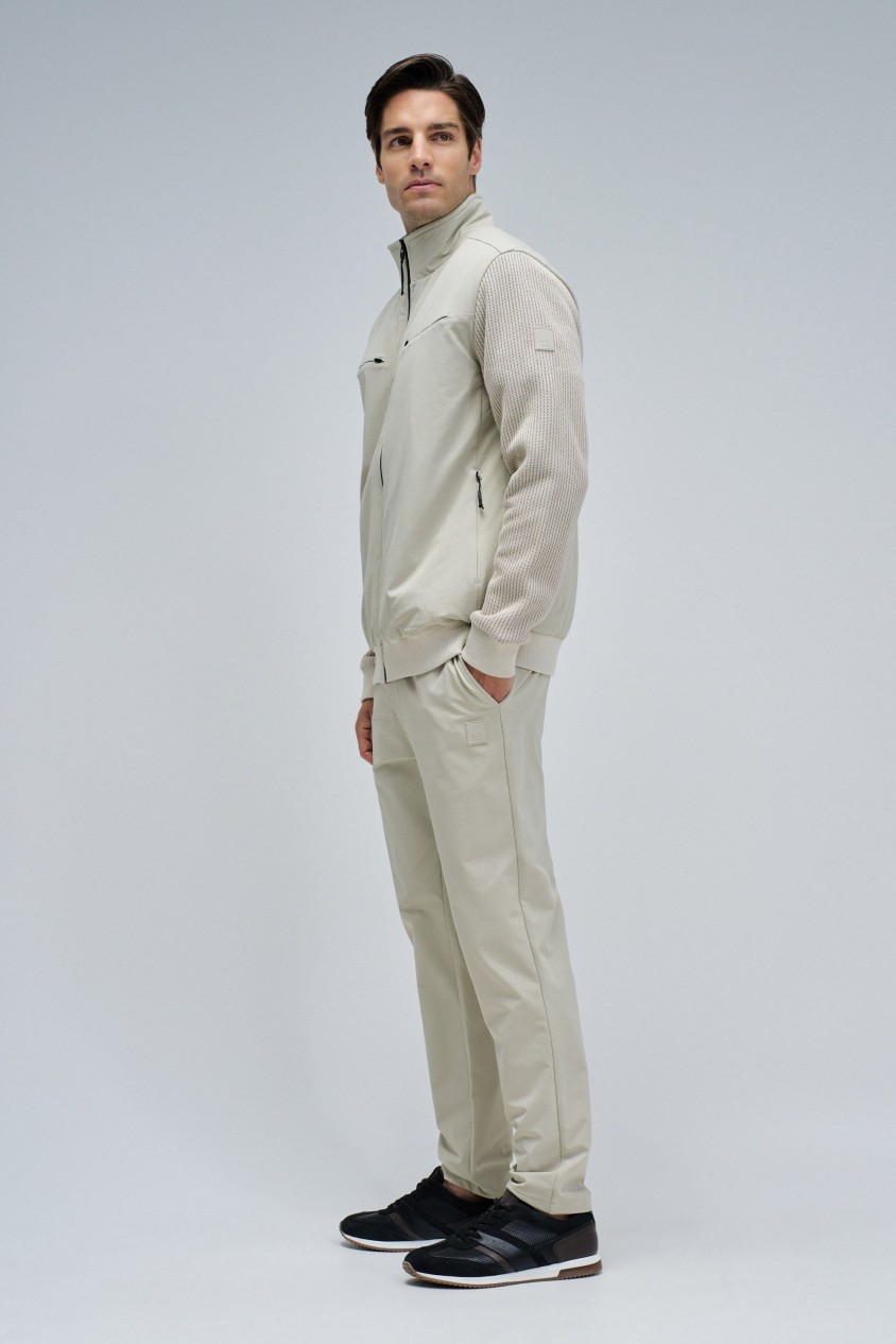 PADDED COAT WITH MIXED MATERIALS