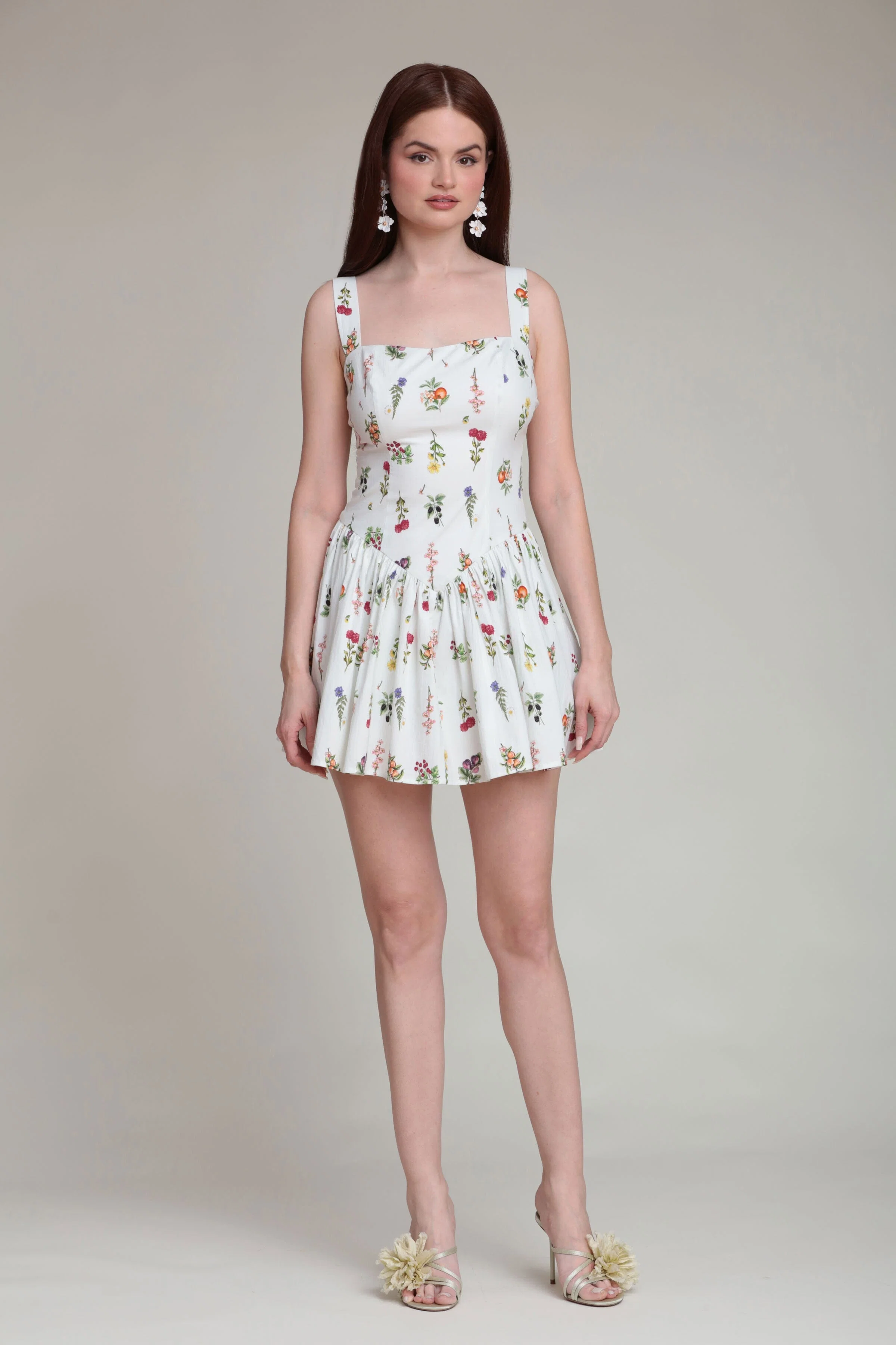 Wildflower Print Stretch Cotton Romper Dress
