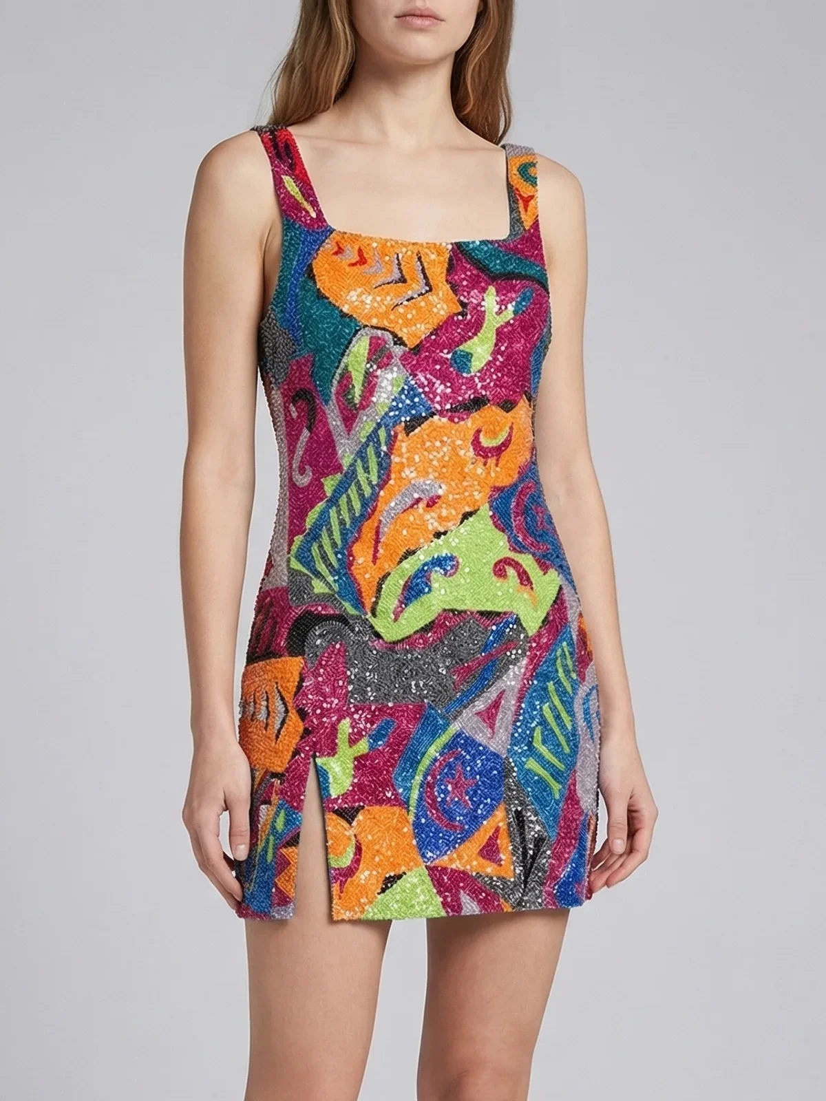 Boston Mosaic Multi-color Beaded Mini Dress