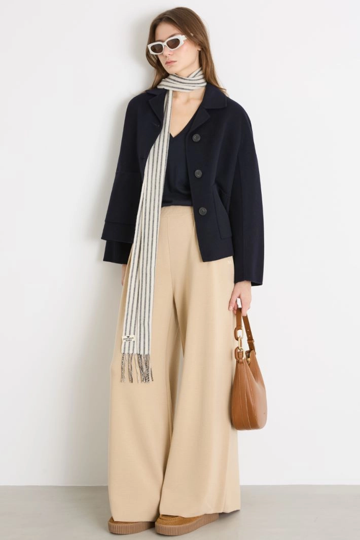 Single-breasted jacket with patch pockets - BLUE