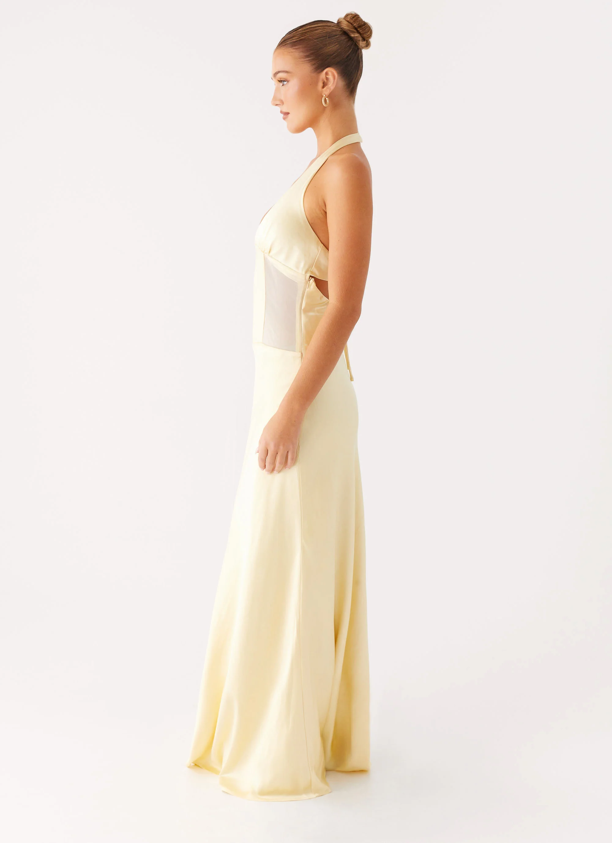Ambre Mesh Panel Maxi Dress - Yellow