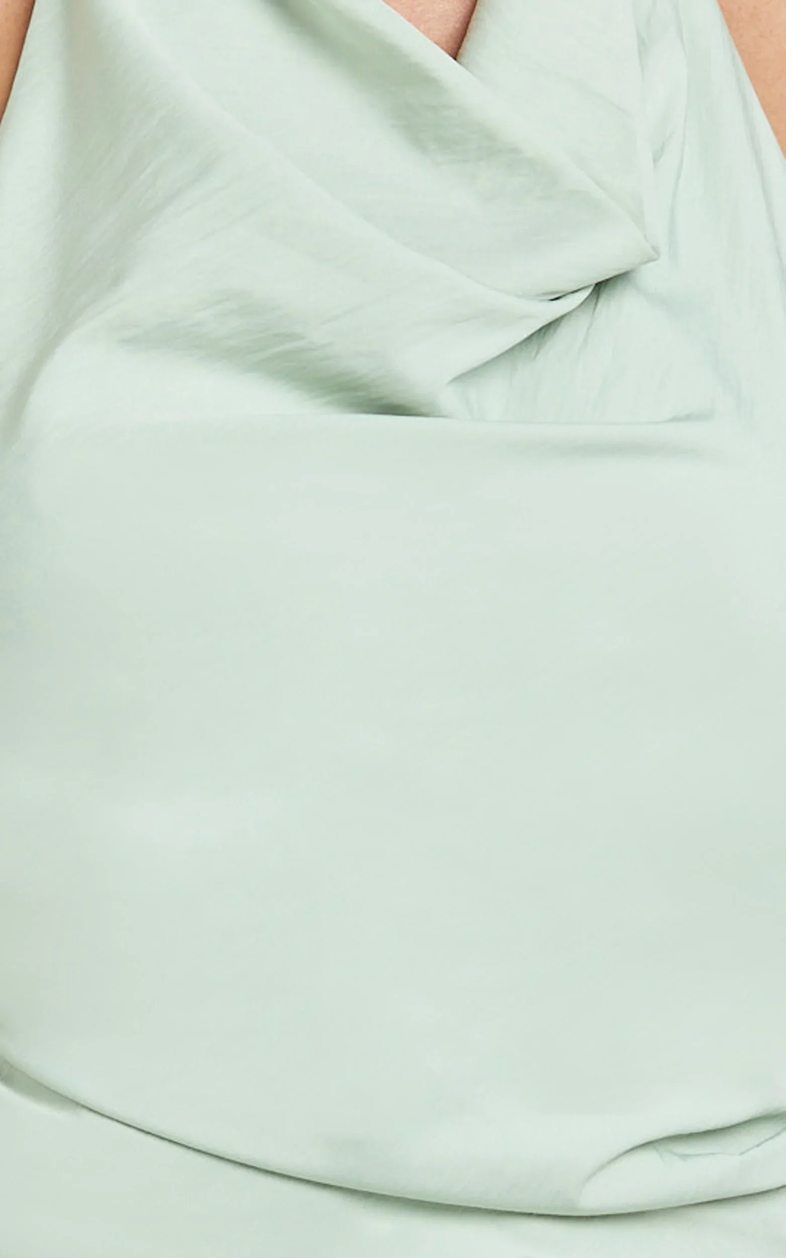 Finn Midi Dress - Folded Cowl Halter With Front Leg Split in Sage