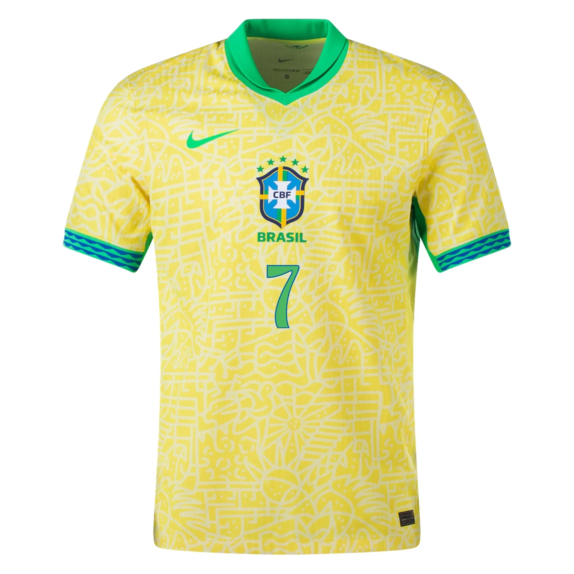 Mens Brazil Vini Jr. Home Jersey 24/25 (Dynamic Yellow/Lemon Chiffon/Green Spark)