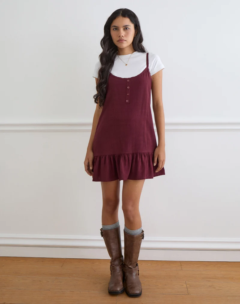 Arige Mini Dress in Maroon