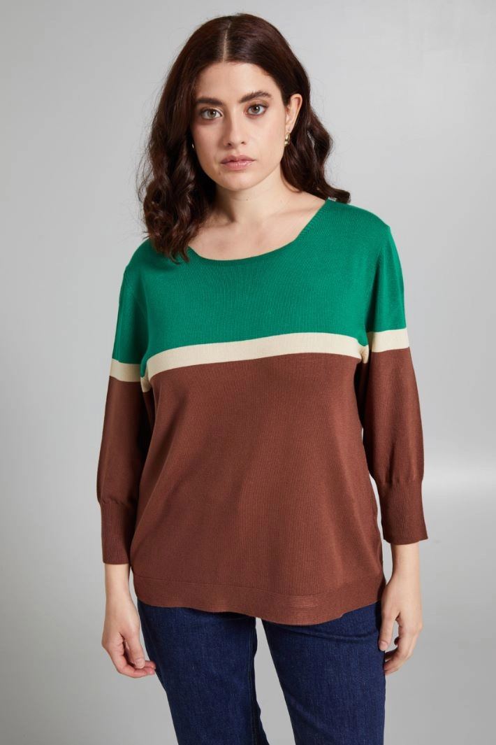 Viscose yarn sweater - BROWN GREEN SAND