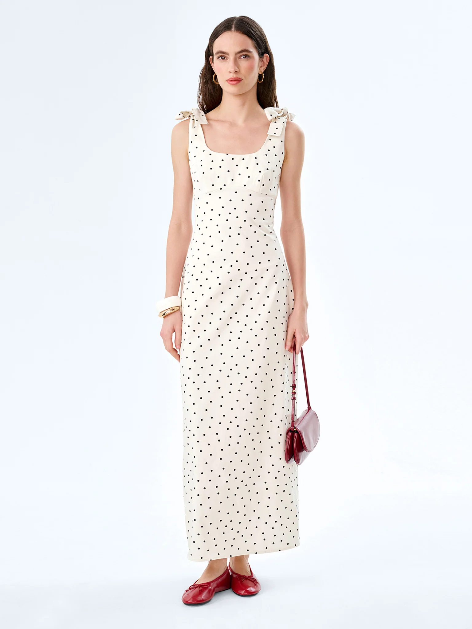 Morgane Dress in White Polka Dot