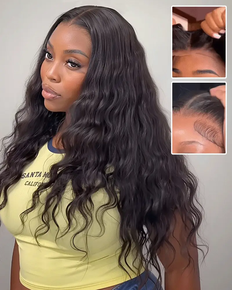 Ophirawig 13x6 Three-Go? Glueless Wig Loose Deep Wave With Drawstring Natural Black 100% Human Hair Wig