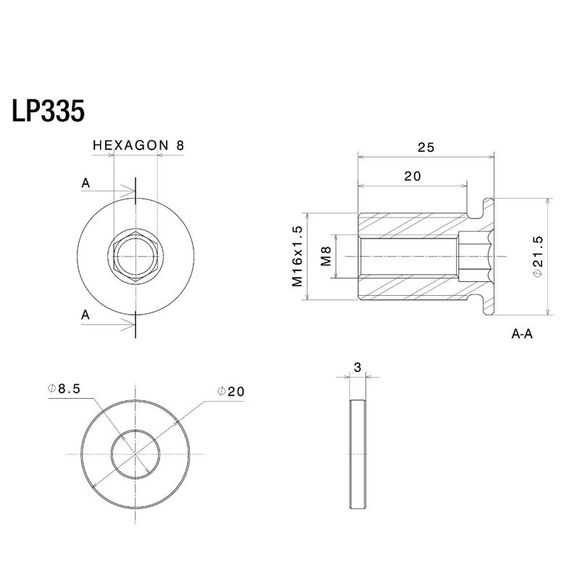 Protection levier Rizoma - Adaptateur proguardRef : RZ0185 / LP335B