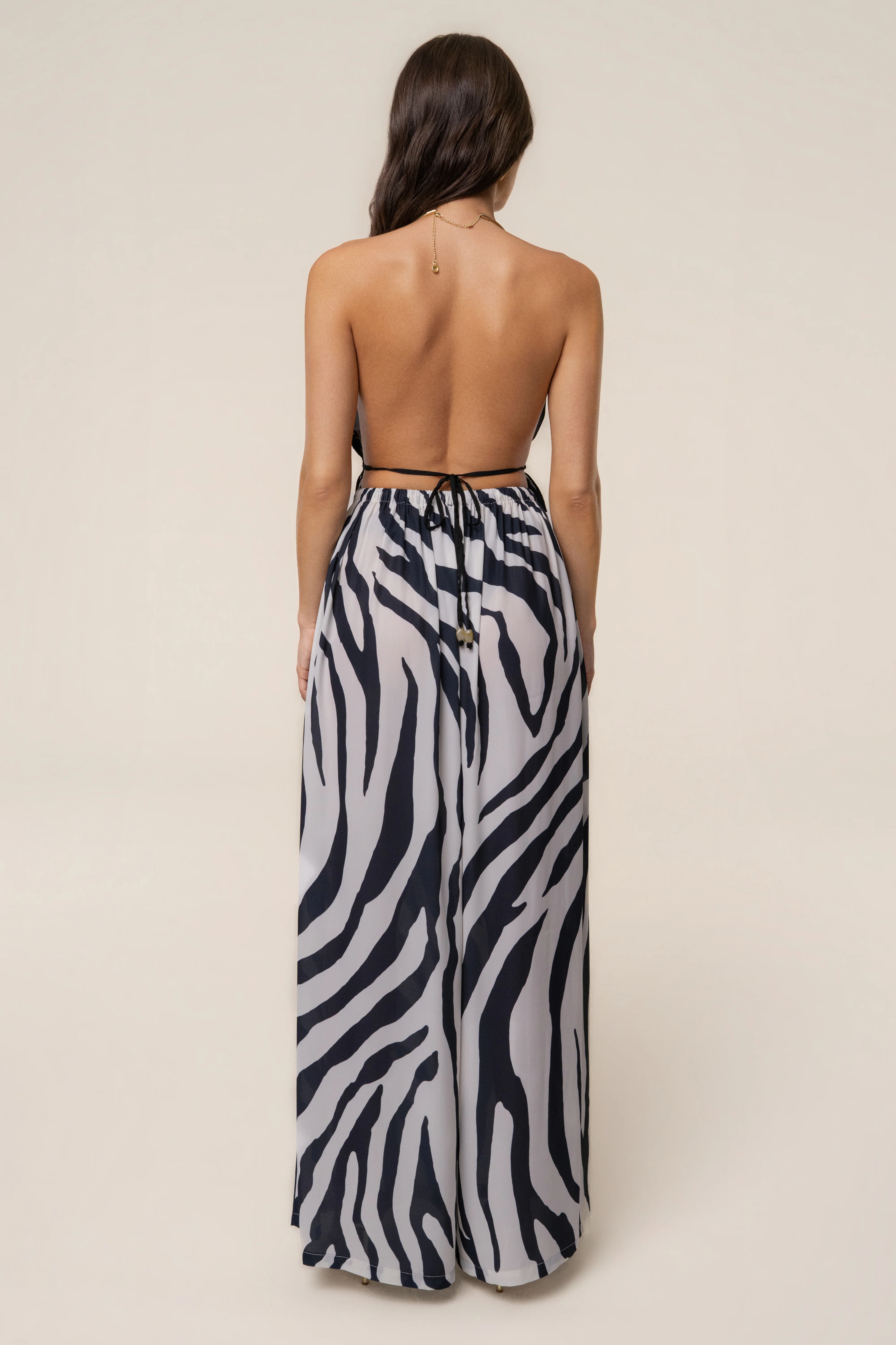 Navy Zebra Resort Glow Chiffon Pant