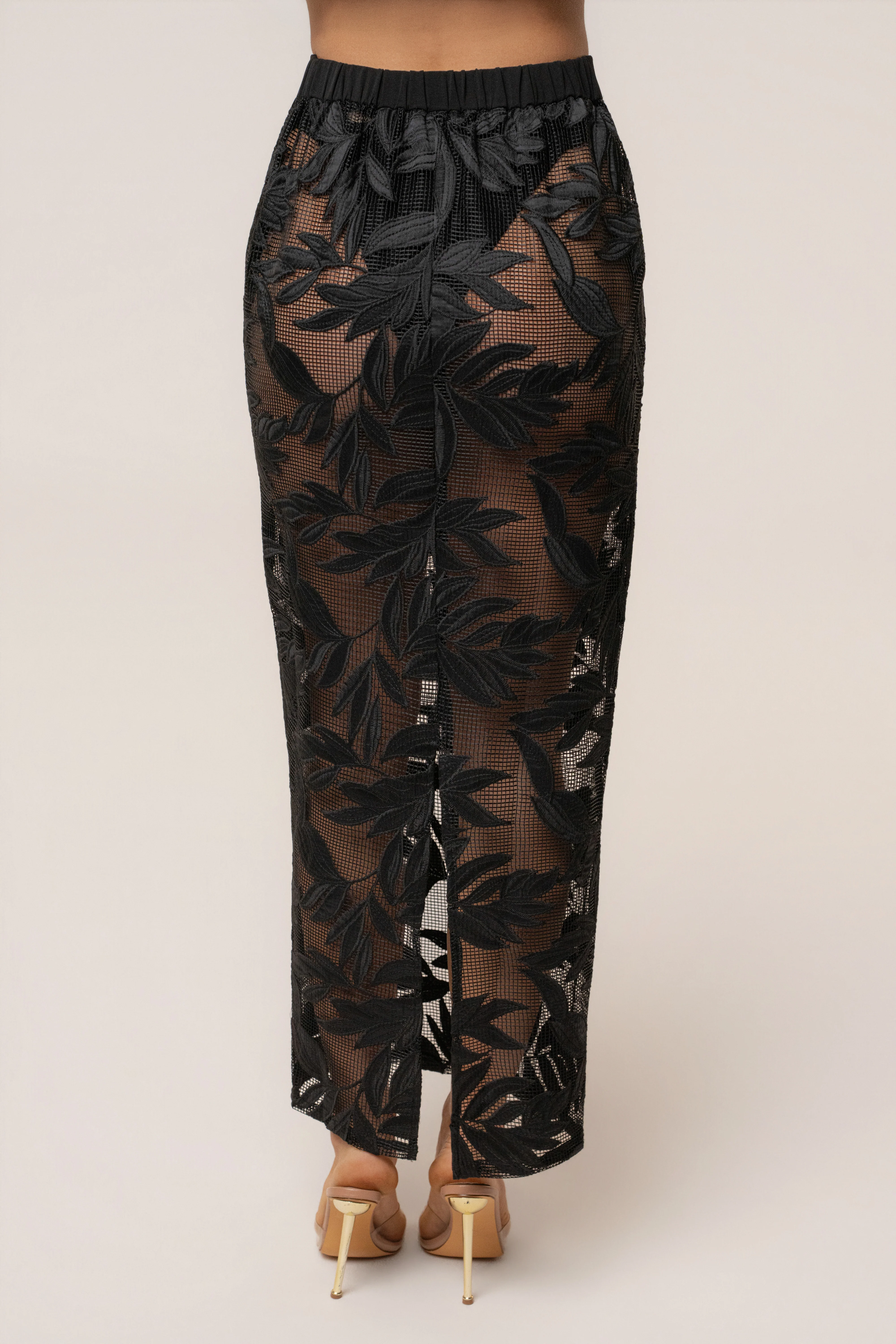 Black Bali Nights Embroidered  Skirt
