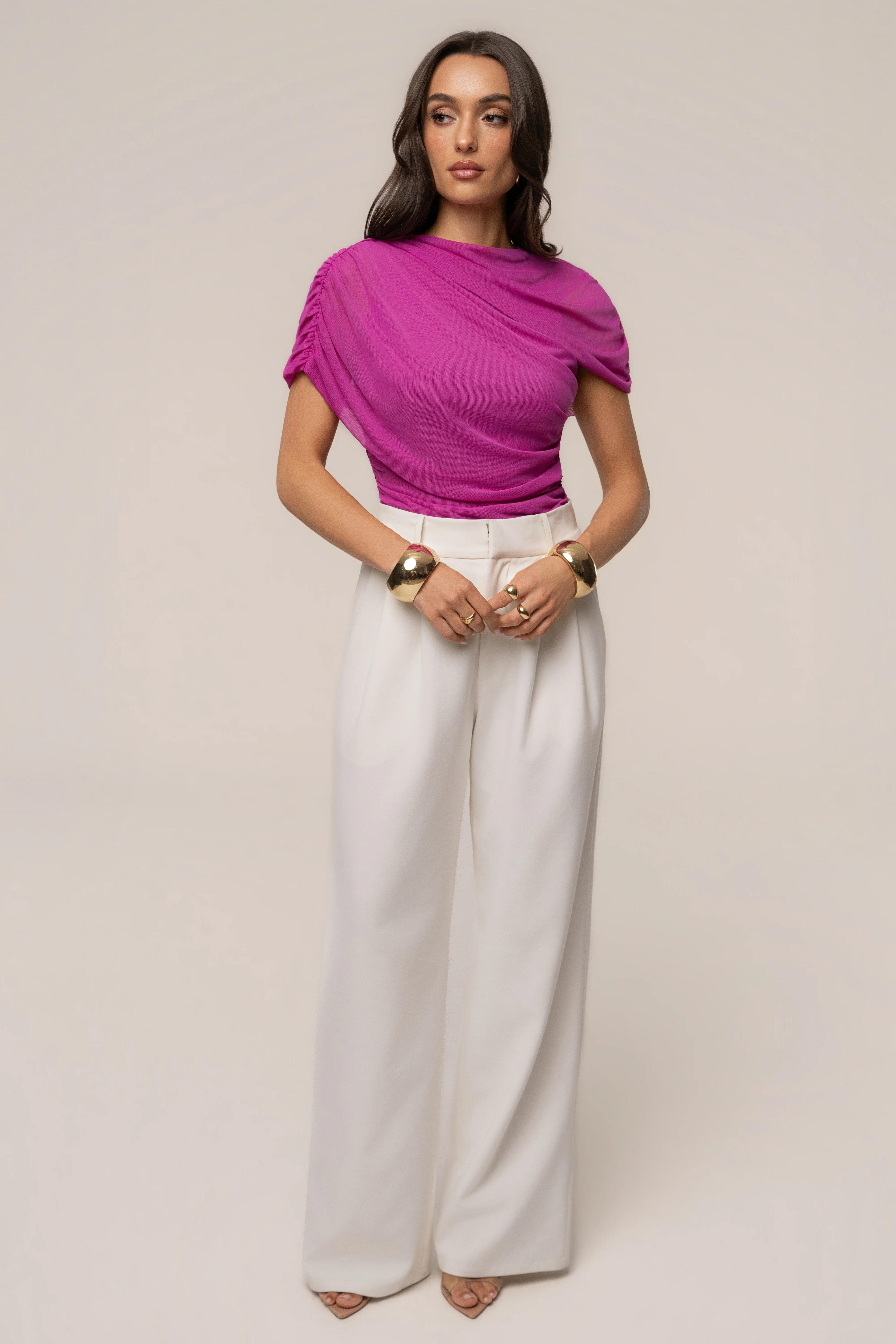Magenta Marcella Ruched Top
