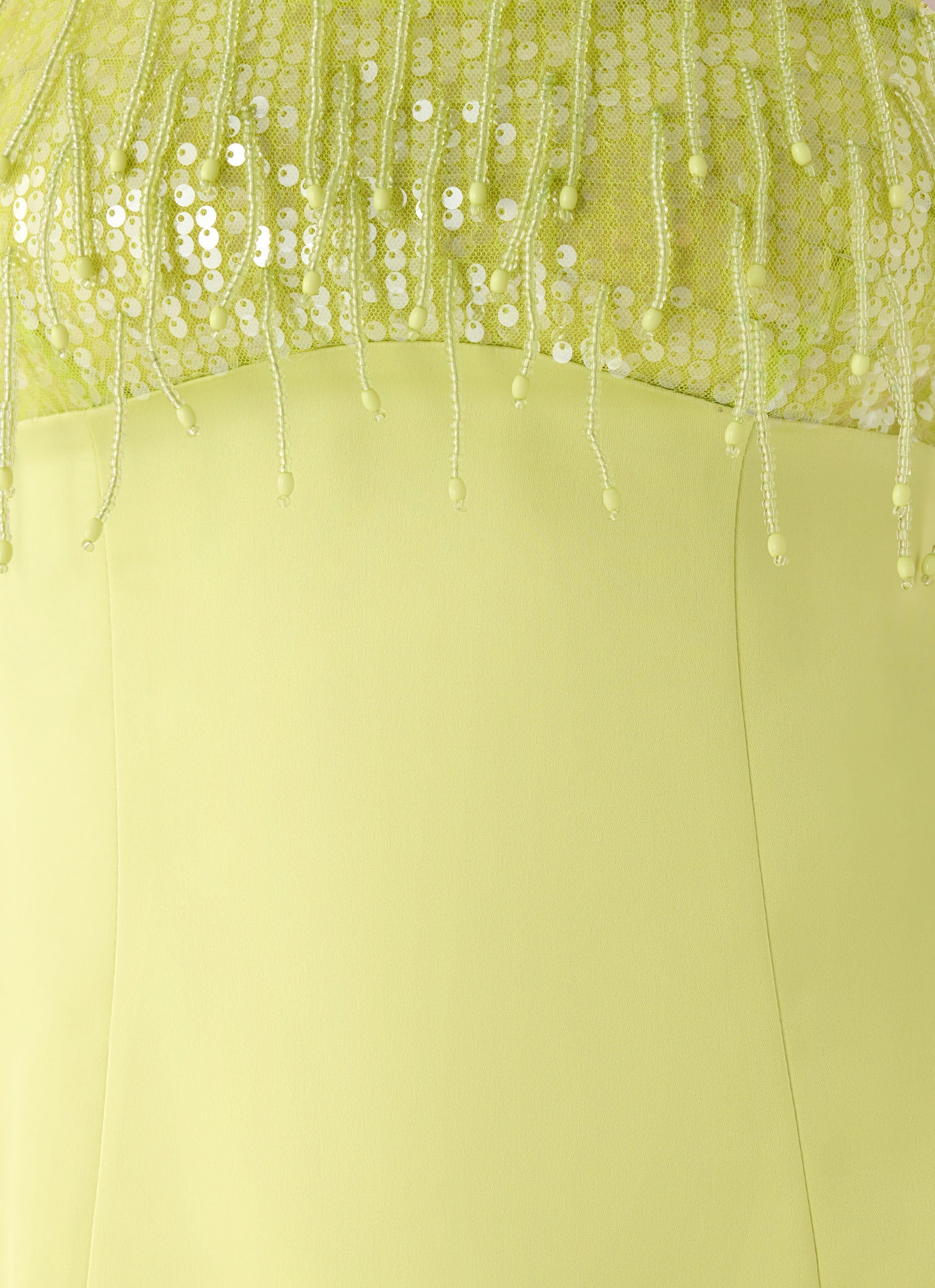Miftie Beaded Sequin Mini Dress - Lime