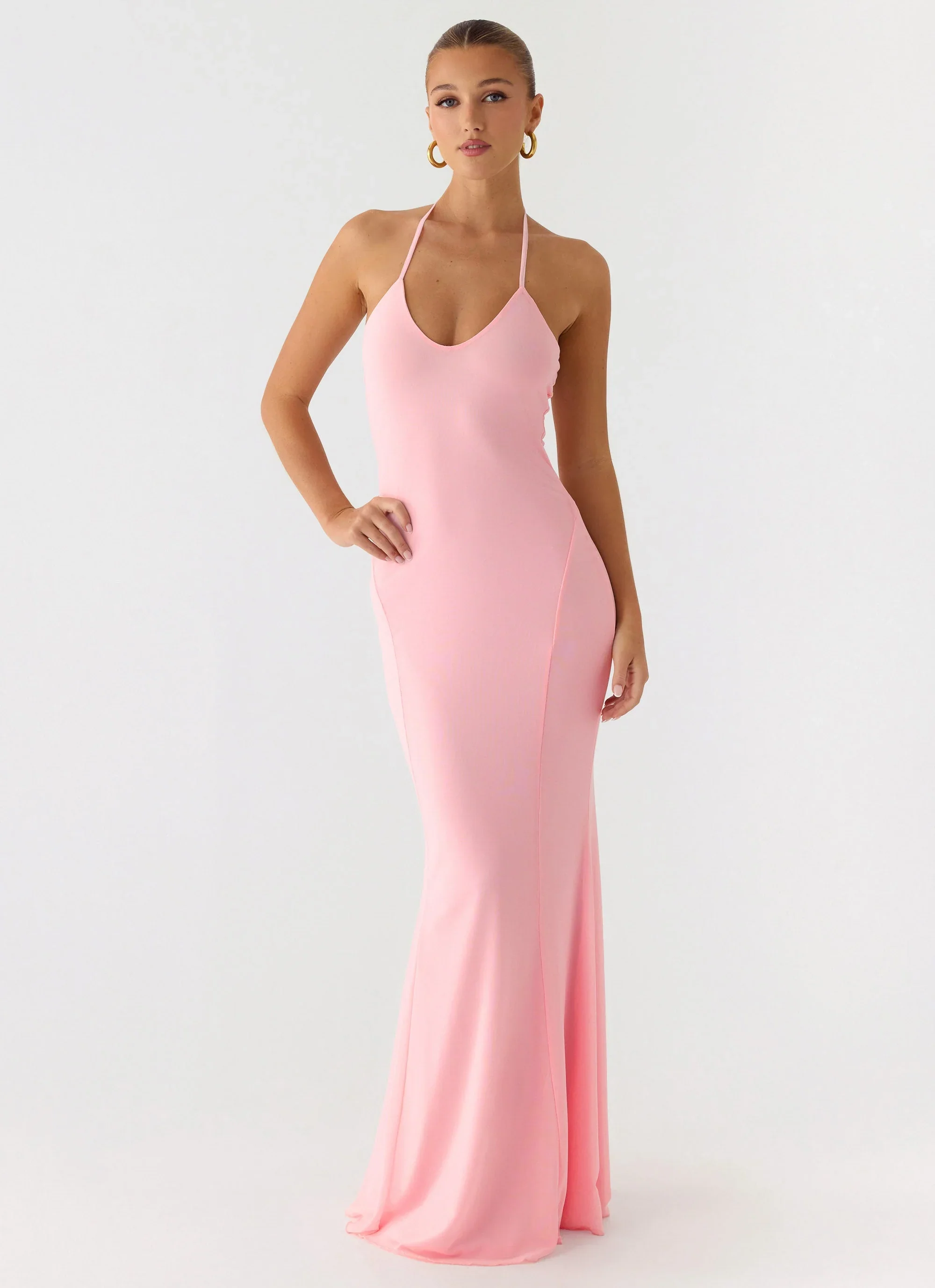 Jolin Halter Maxi Dress - Baby Pink