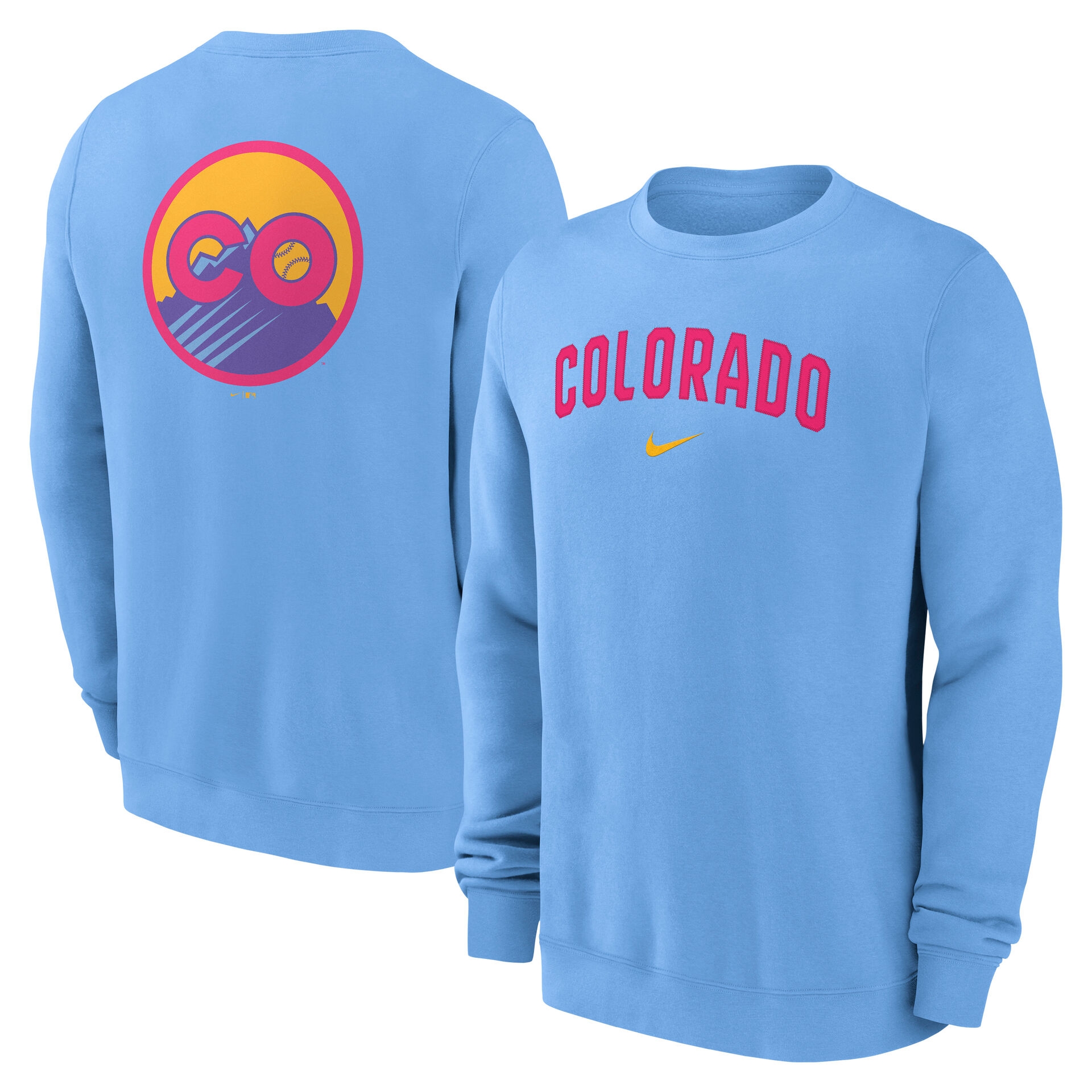 Colorado Rockies City Connect 2-Hit Club Crew Pullover Blue