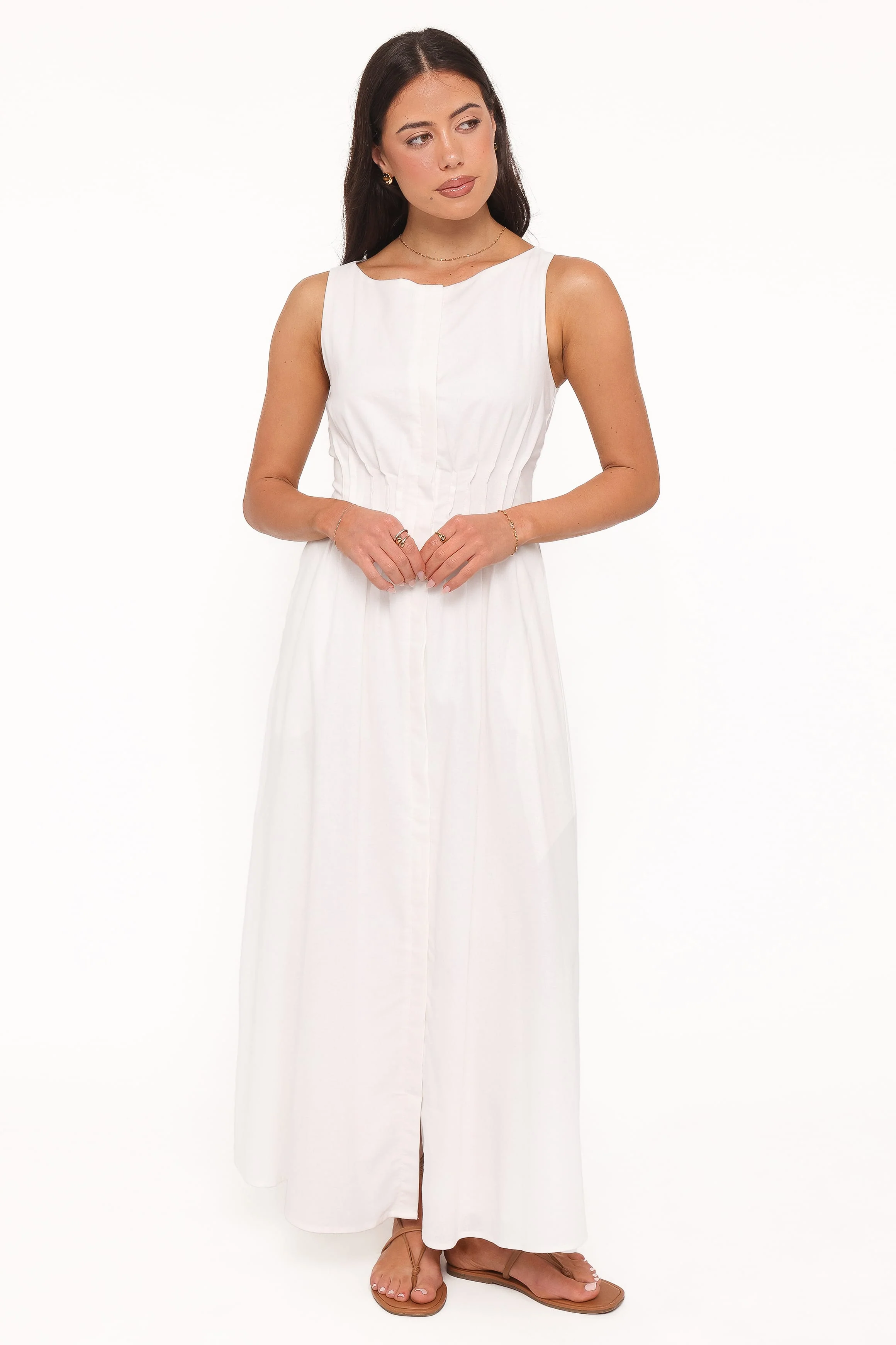 Prunella Midi Dress - White