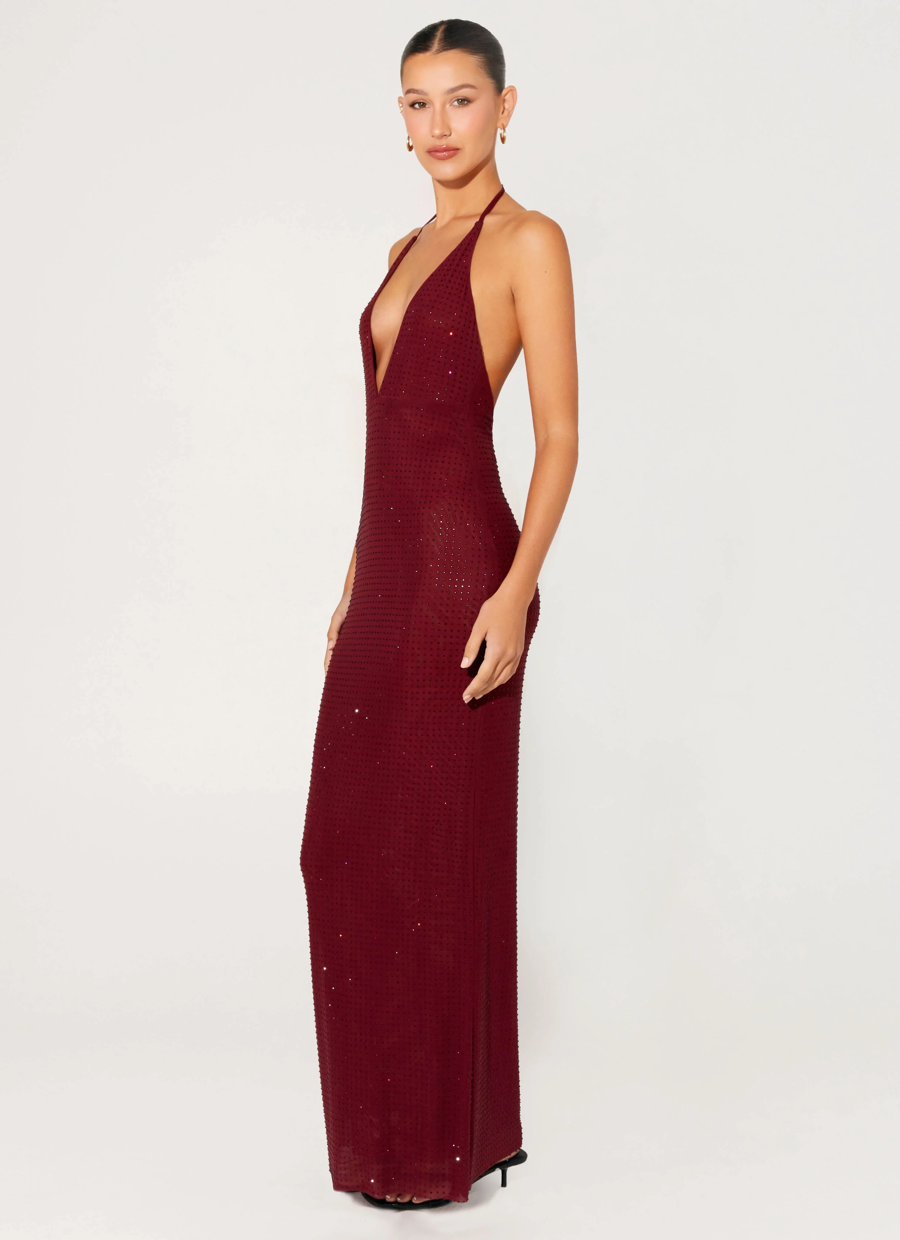 Keliese Beaded Maxi Dress - Burgundy