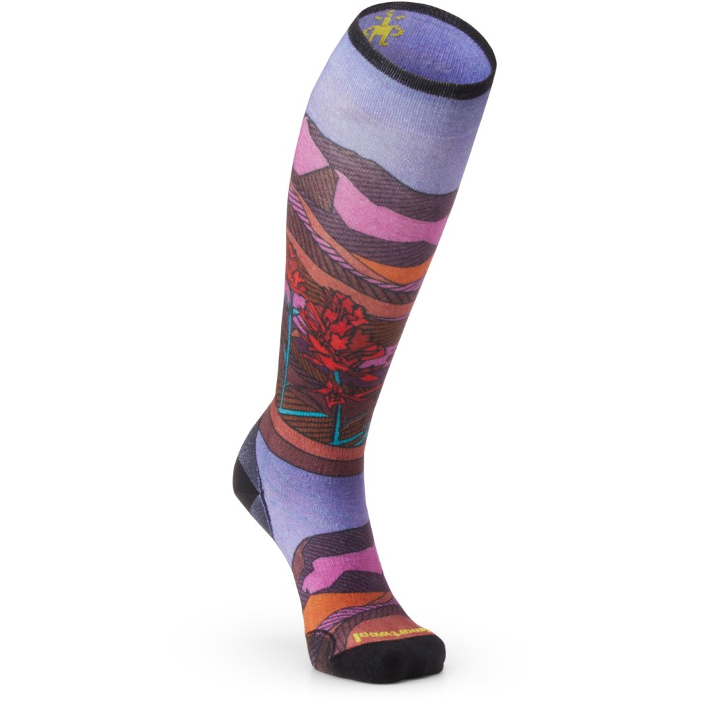 SmartWool Zero Cushion Floral Field Print OTC Ski Socks Women - J33 picante