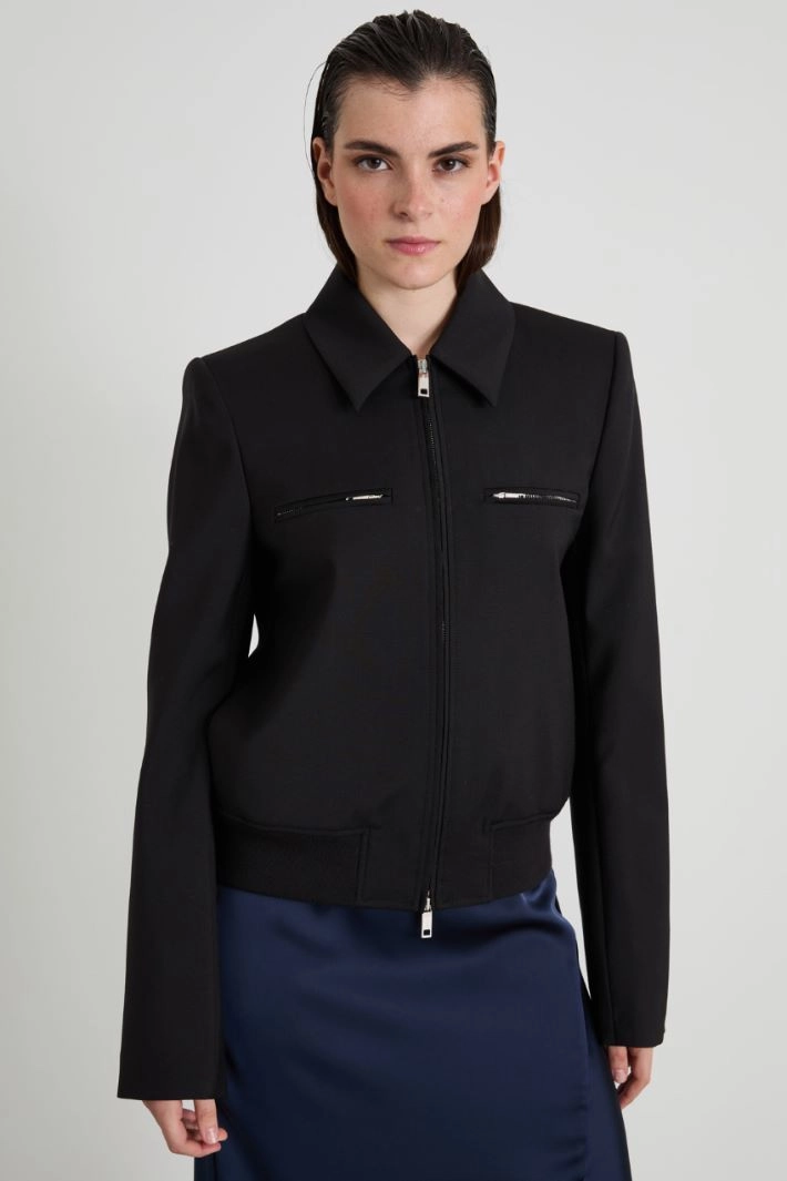 Wool canvas jacket - BLACK