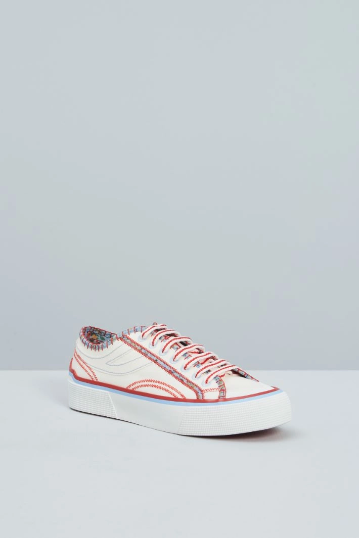 Canvas trainers - WHITE RED LIGHT BLUE