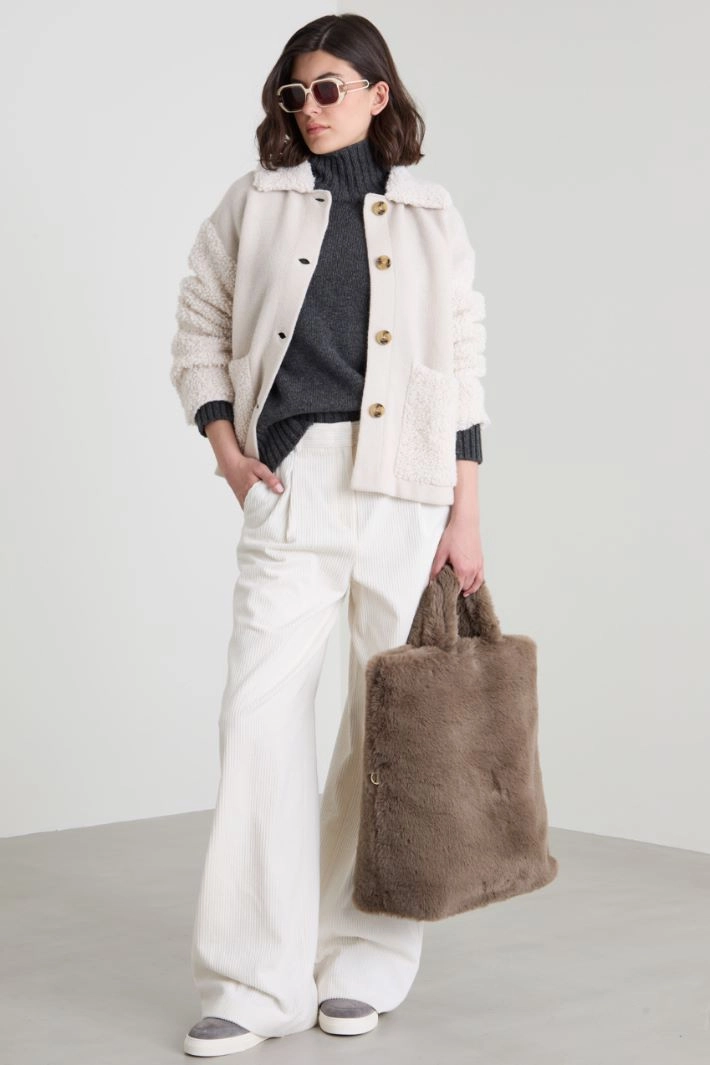 Bouclé wool cardigan - CREAM