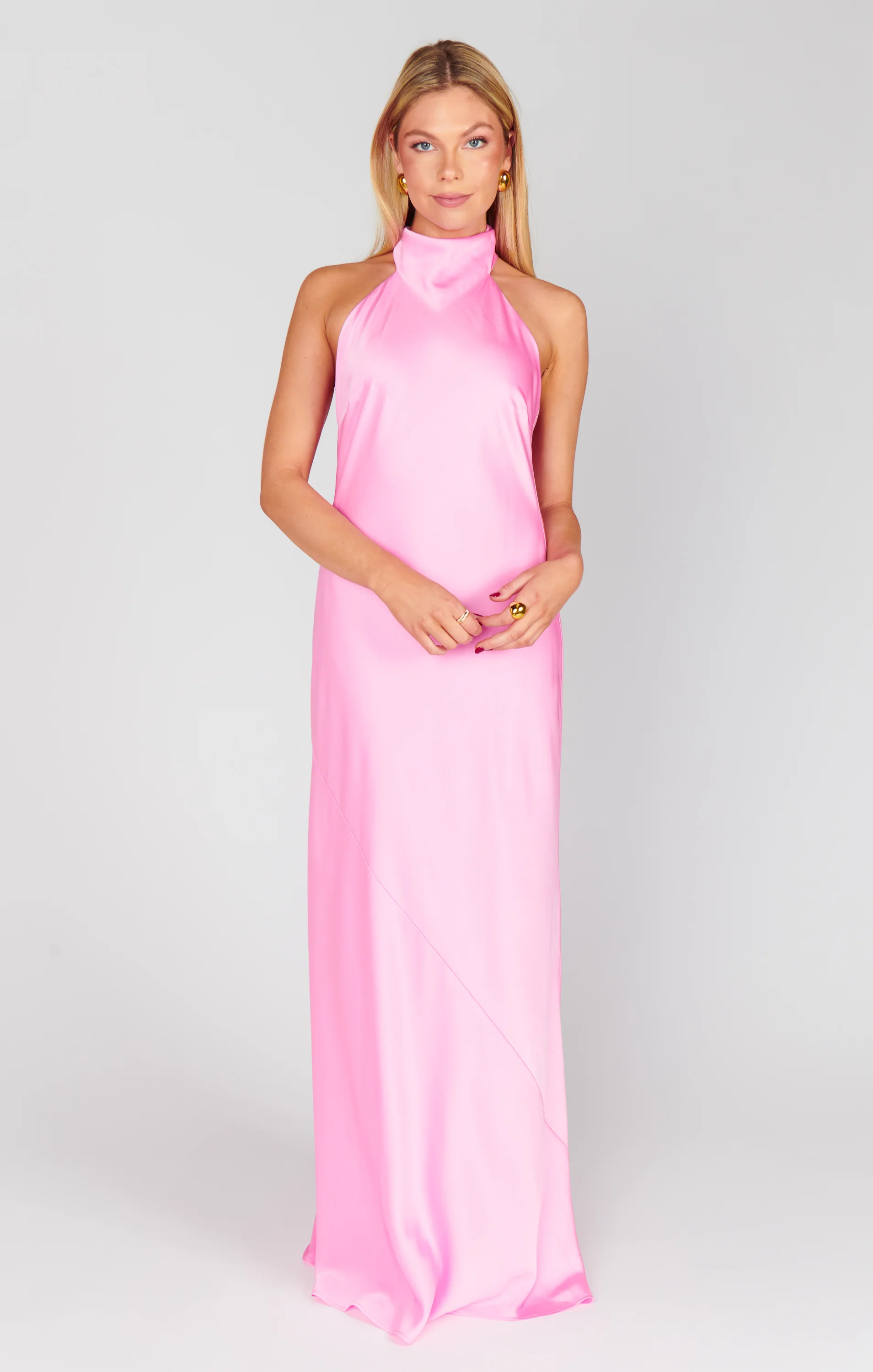 Lisa Maxi Dress ~ Pink Luxe Satin