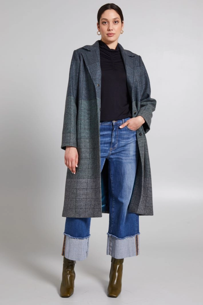 Prince of Wales check coat - GREEN BLACK