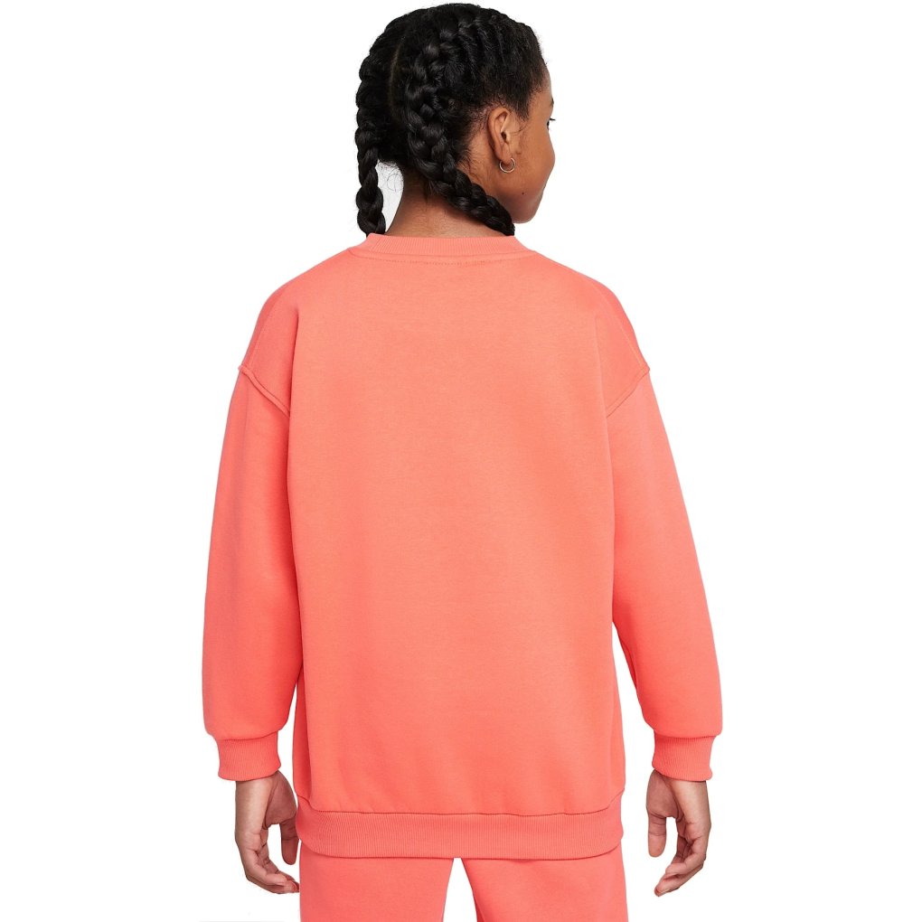 Nike Sportswear Club Fleece Oversized Crew Sweatshirt Kids - magic ember/white FD2923-814