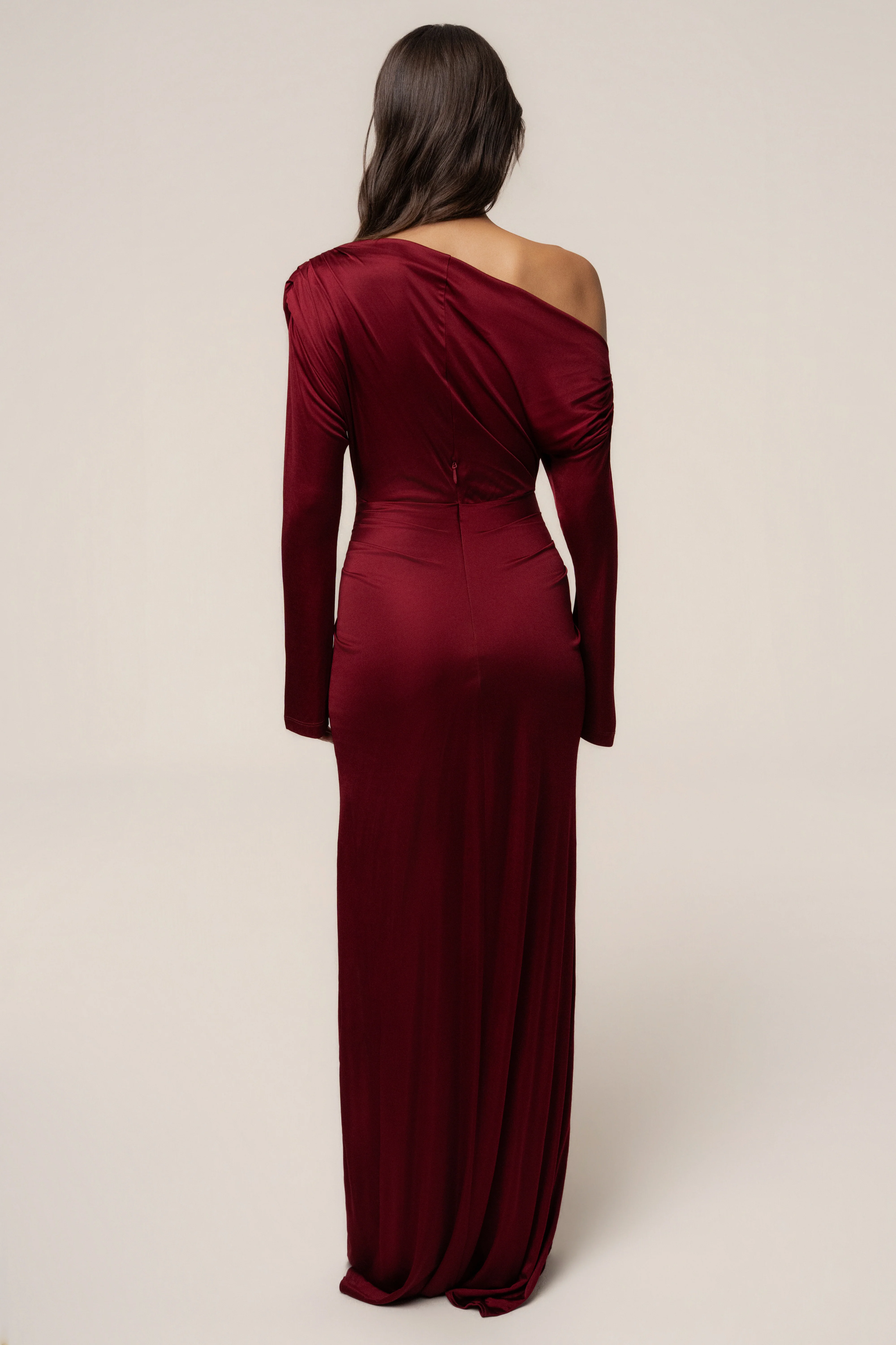 Burgundy Draped Perfection Maxi Dress