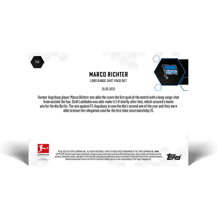 Topps UK - Long range shot finds net - Bundesliga TOPPS NOW® Card #145