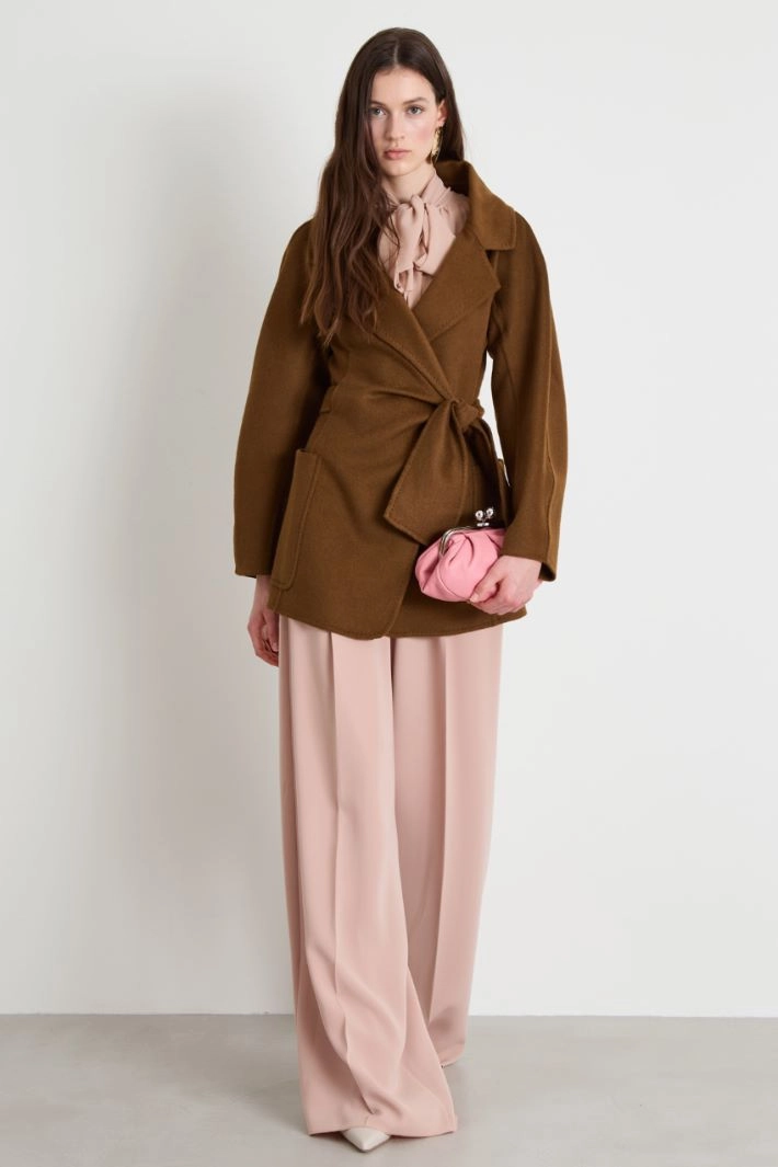 Camel wrap-over jacket - TOBACO