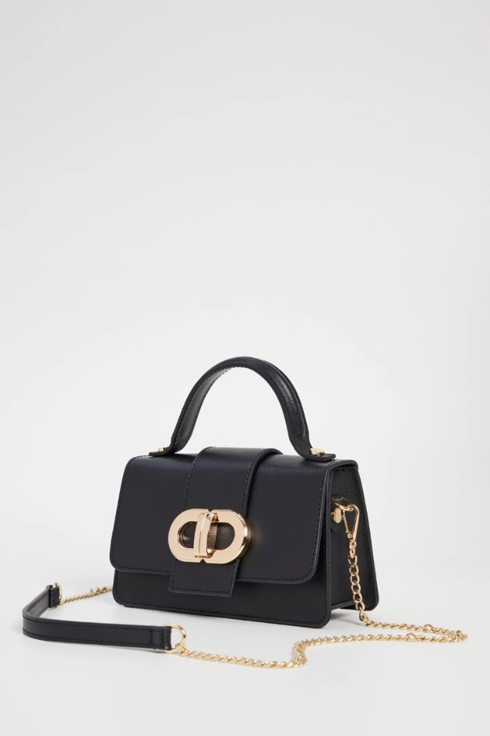 Hammered leather bag - BLACK