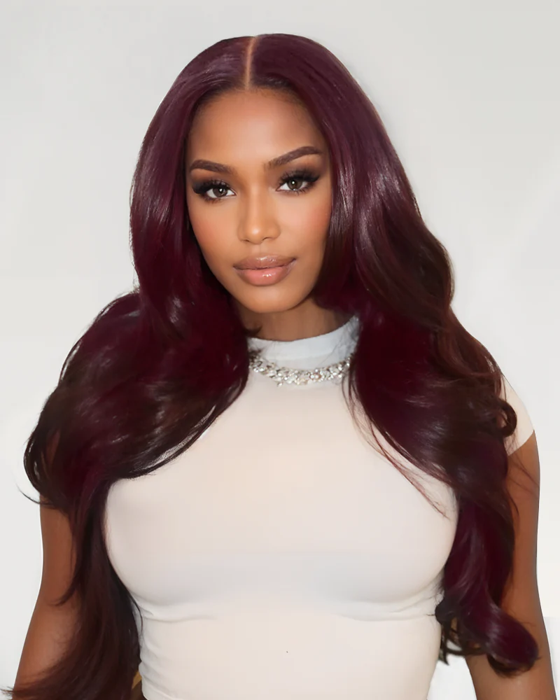 Ophirawig 13x6 Three-Go? Dark Plum Glueless Wig Body Wave With Drawstring 100% Human Hair Wig