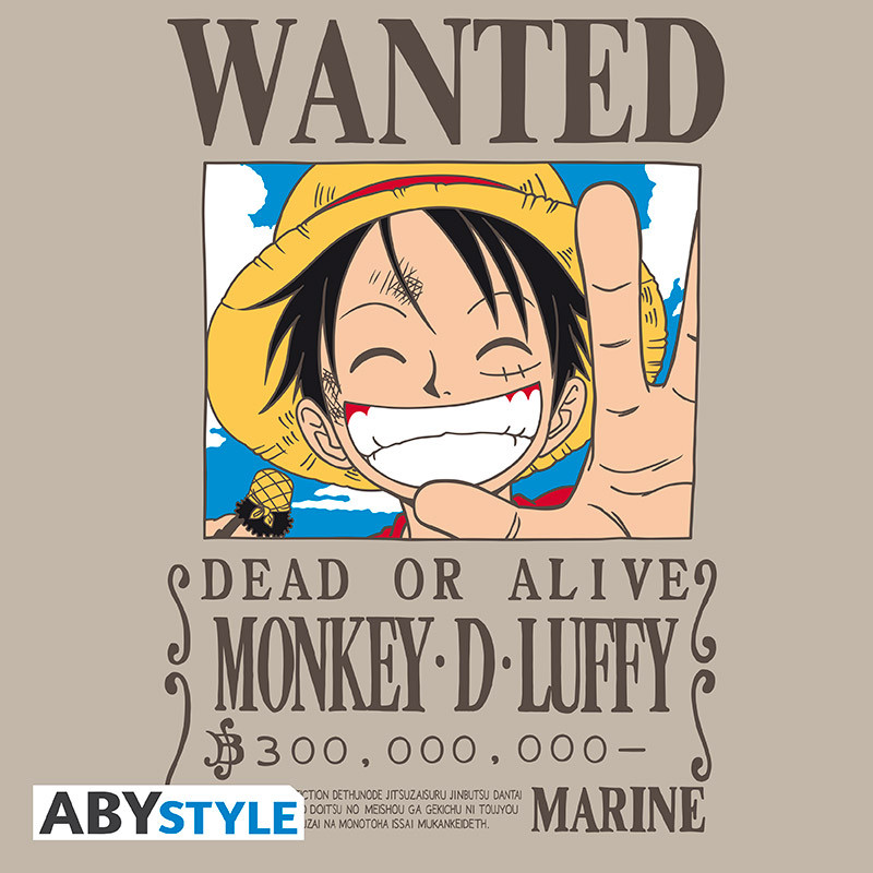 ONE PIECE Unisex sand Tshirt Vintage Wanted Luffy