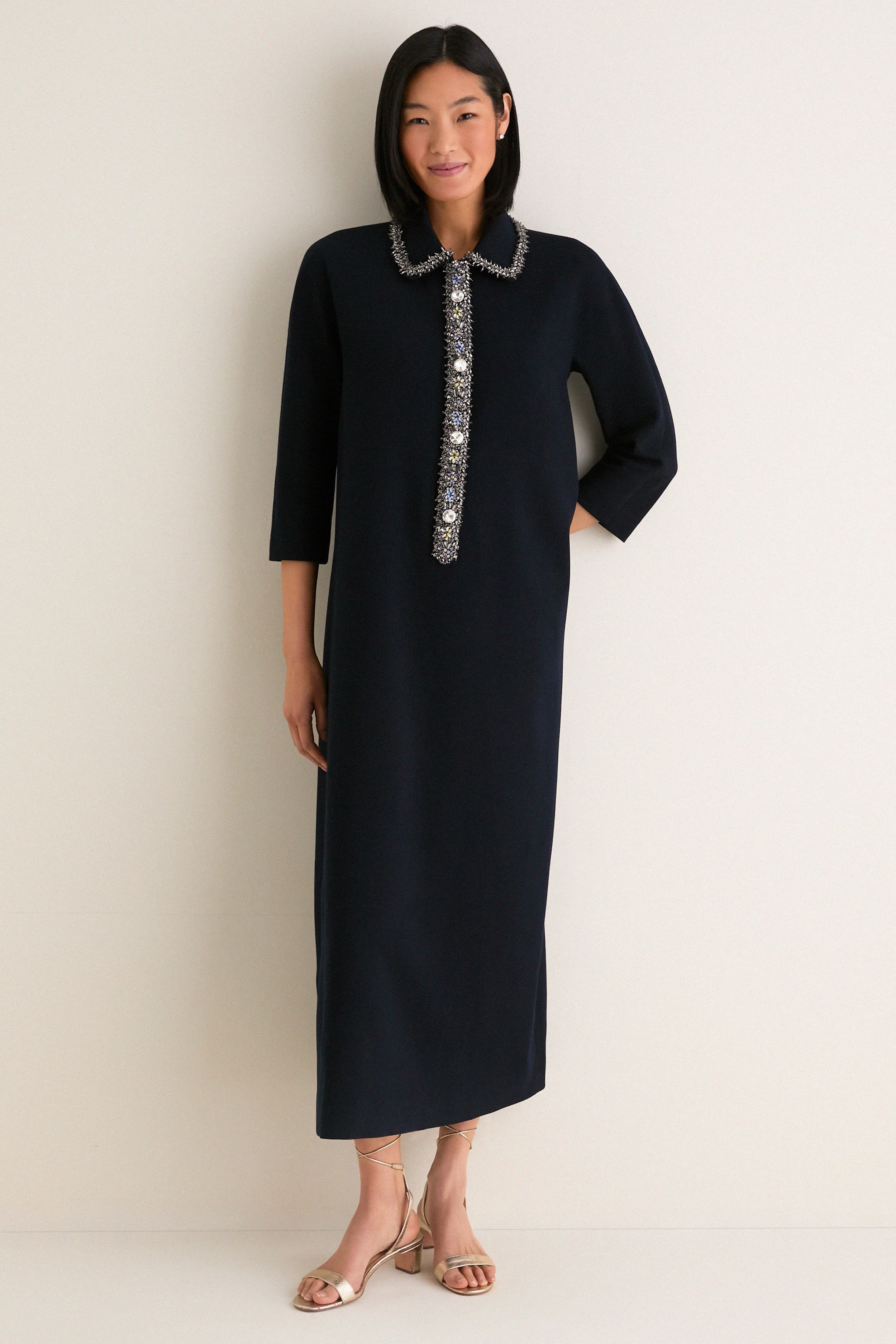 Navy Embellished Nicola Maxi Dress