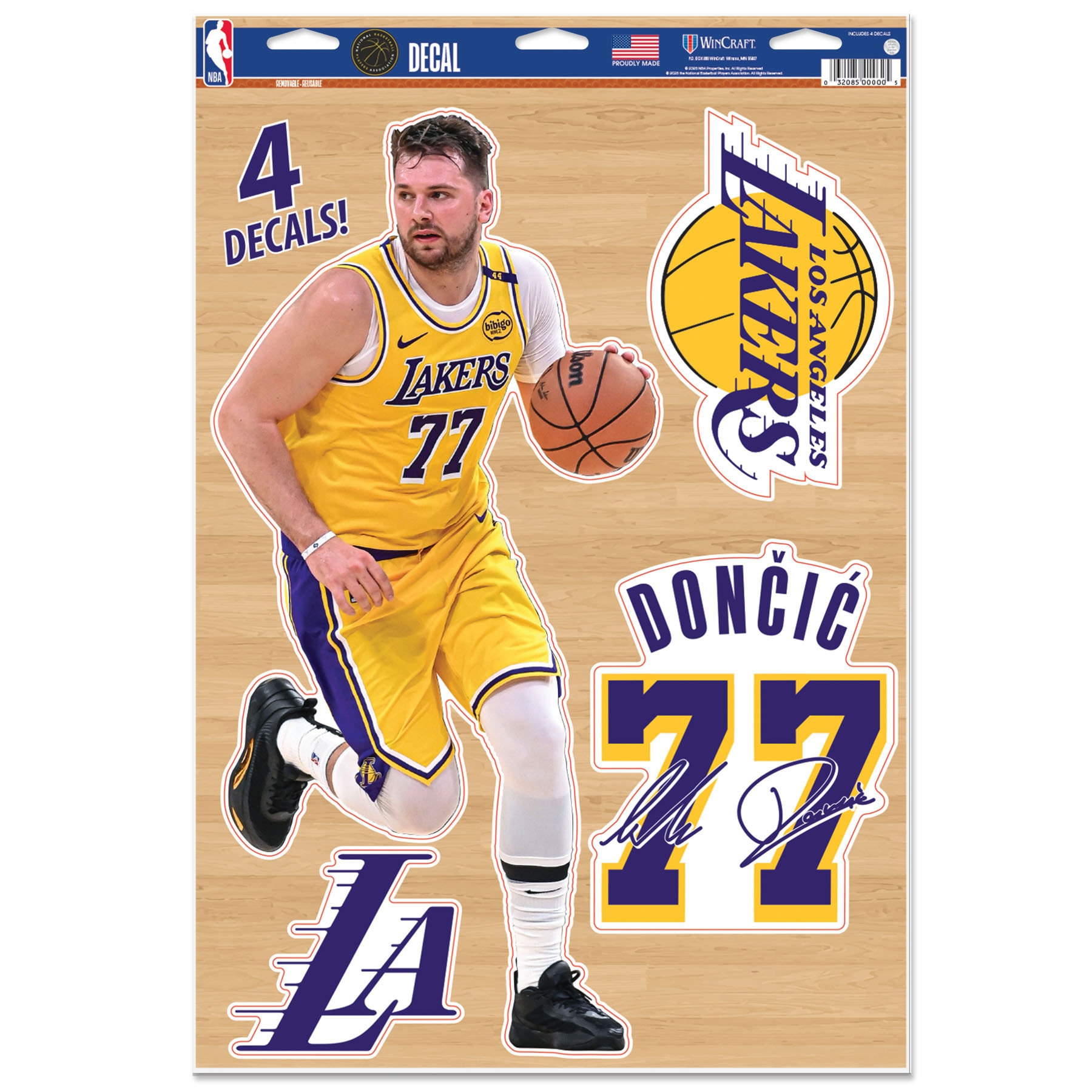 Luka Dončić #77 Los Angeles Lakers Player NBA Decals Set (4 Pcs.)