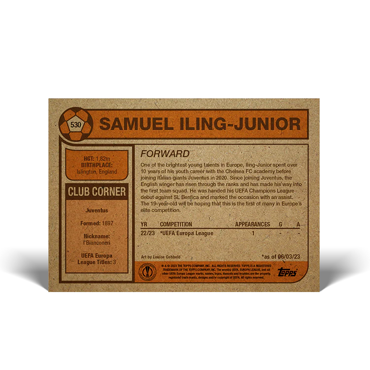 Topps UK - UCC Living Set Card #530 - Samuel Iling-Junior